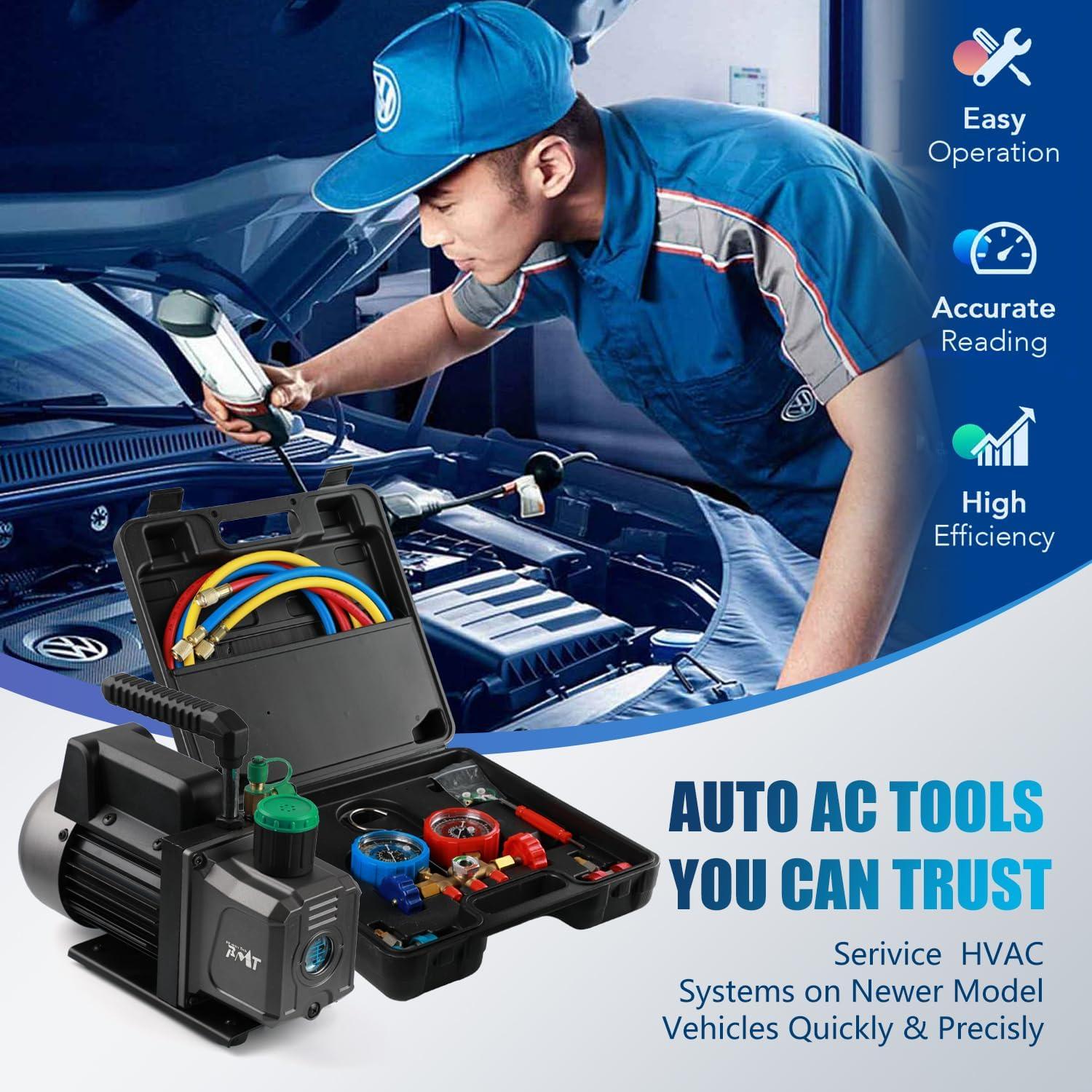 Bomba de Vacío PB Motor Tech 1/3HP 4.5CFM con Manómetro