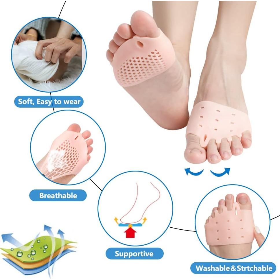 Almohadillas Metatarsales JUMPOW 2 Pares Rosa Alivio Dolor