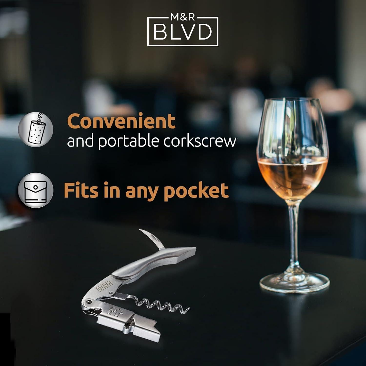 Sacacorchos de Camarero M&R Blvd - Acero Inoxidable Profesional