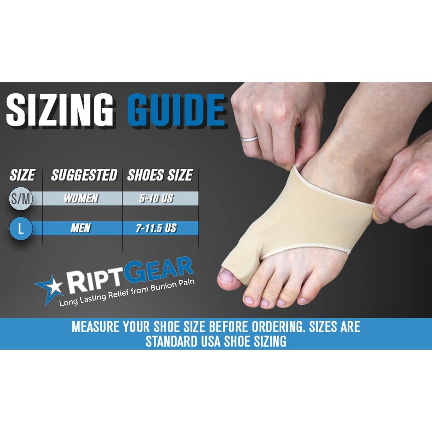 Corrector de Juanetes RiptGear Unisex Grande - Separador de Dedos