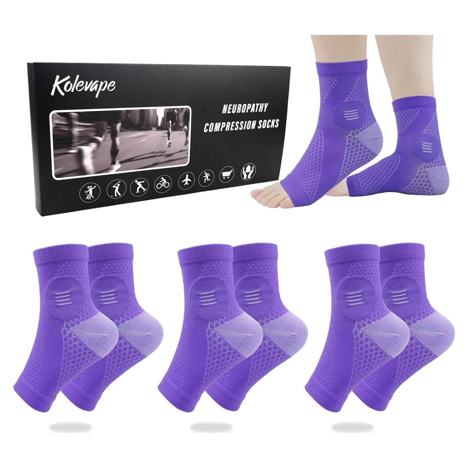 3 Pares de Calcetines de Compresión KOLEVAPE para Neuropatía