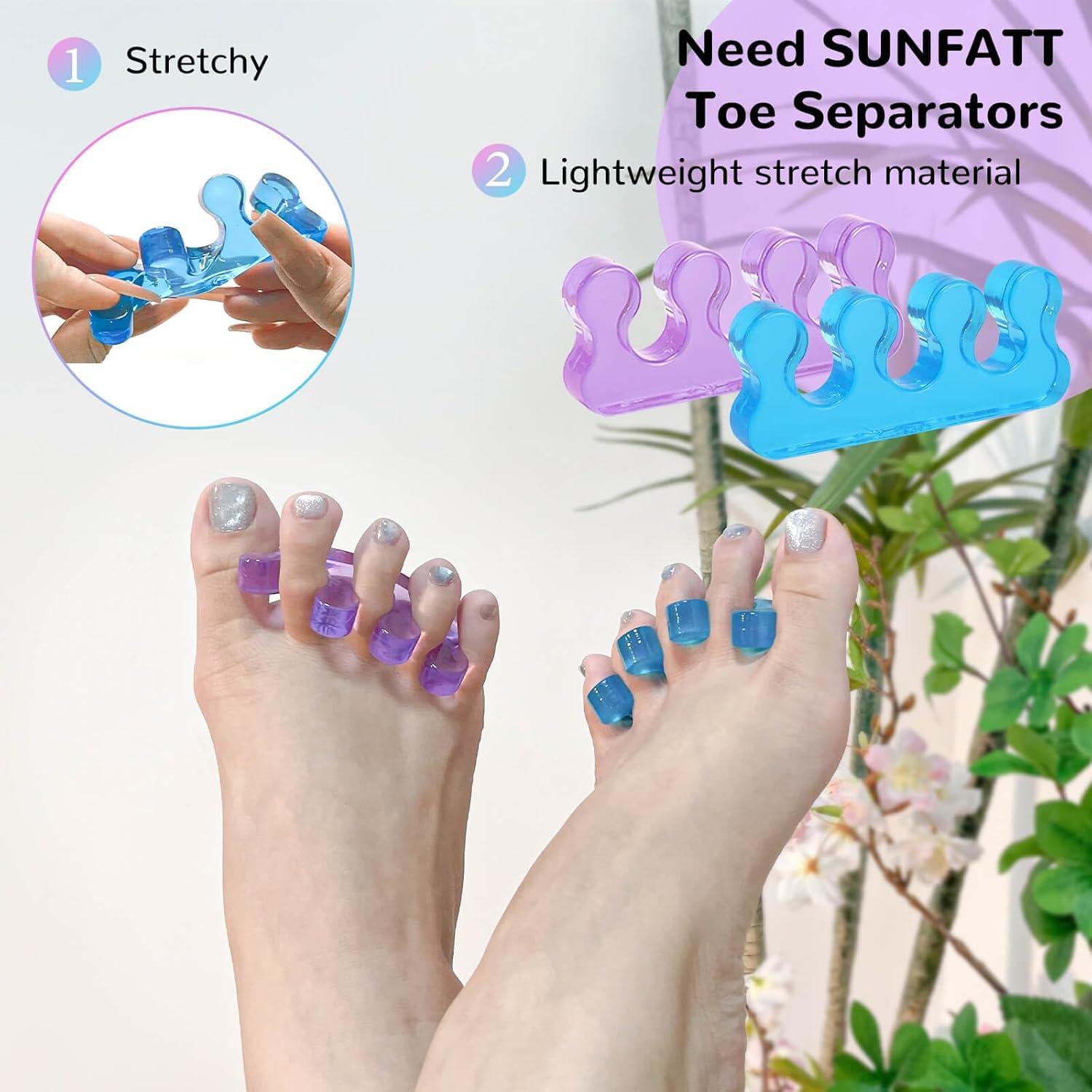 Separadores de Dedos de Gel SUNFATT para Pedicura 4 PCS