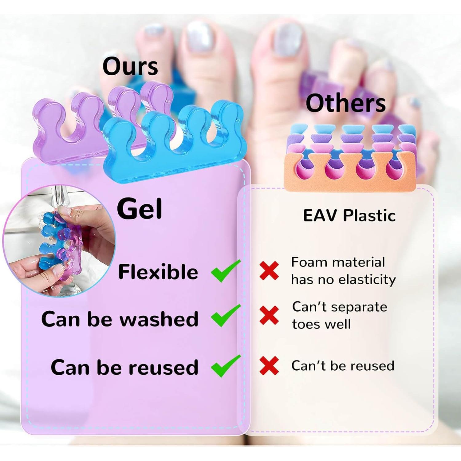 Separadores de Dedos de Gel SUNFATT para Pedicura 4 PCS