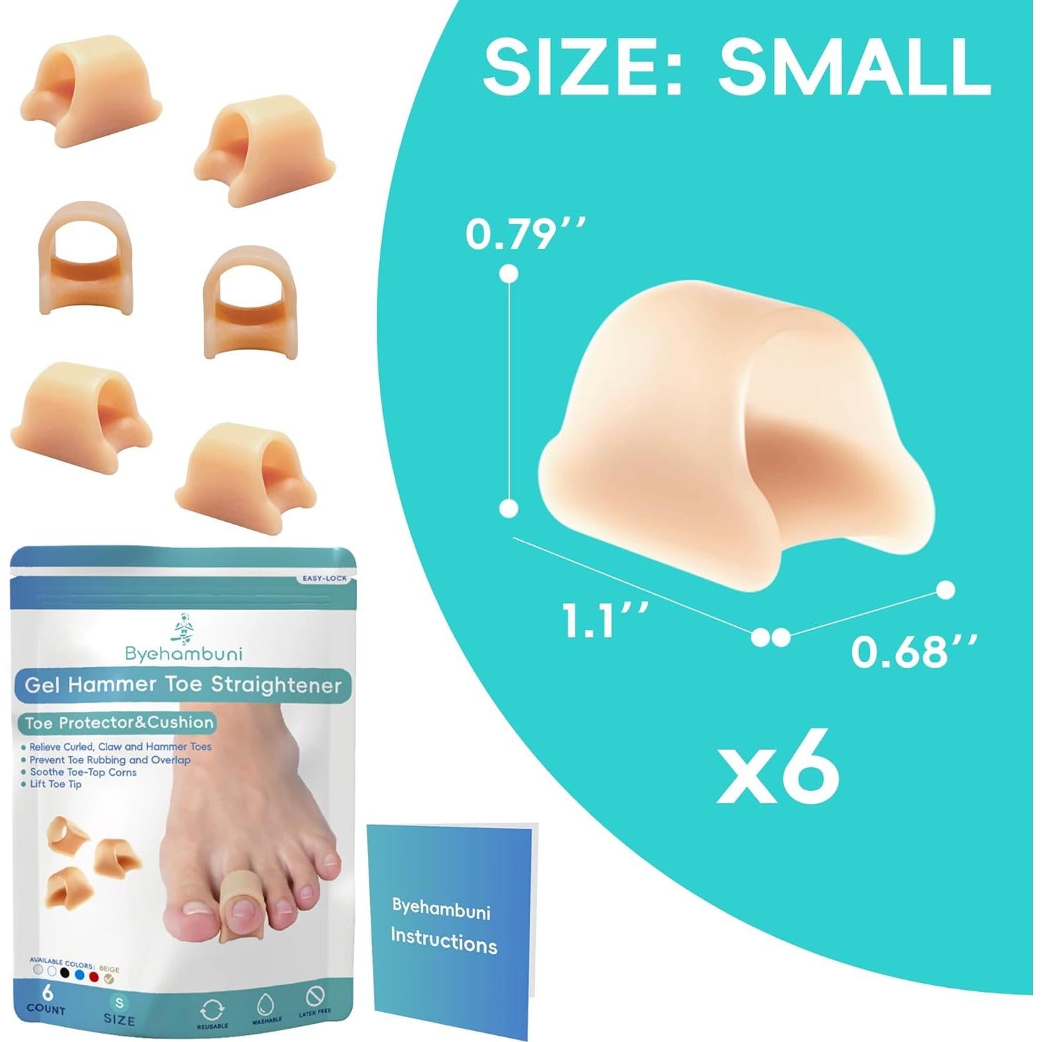 Corrector de Dedo en Garra Byehambuni, 6 Piezas Pequeñas Beige