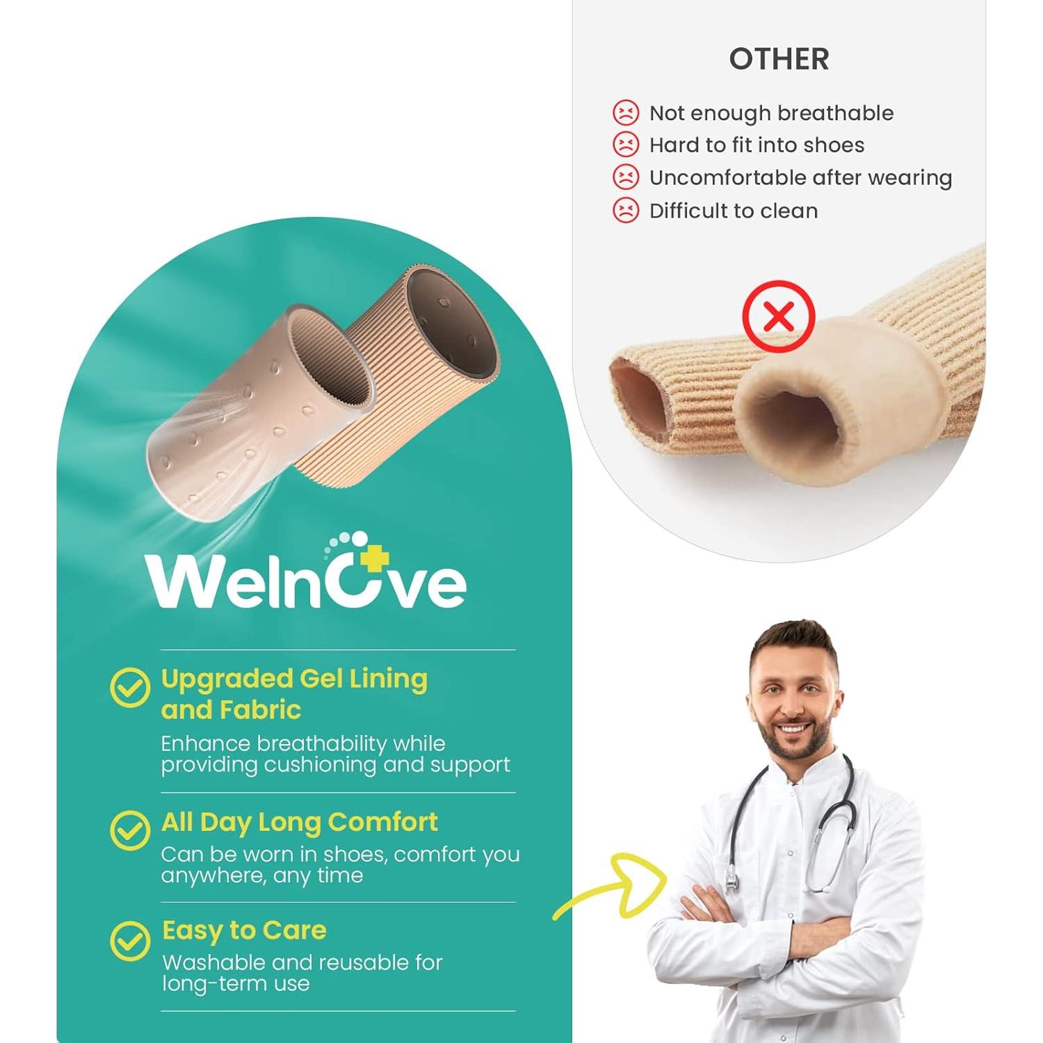 Protectores de Dedos Welnove - 6 Almohadillas Transpirables