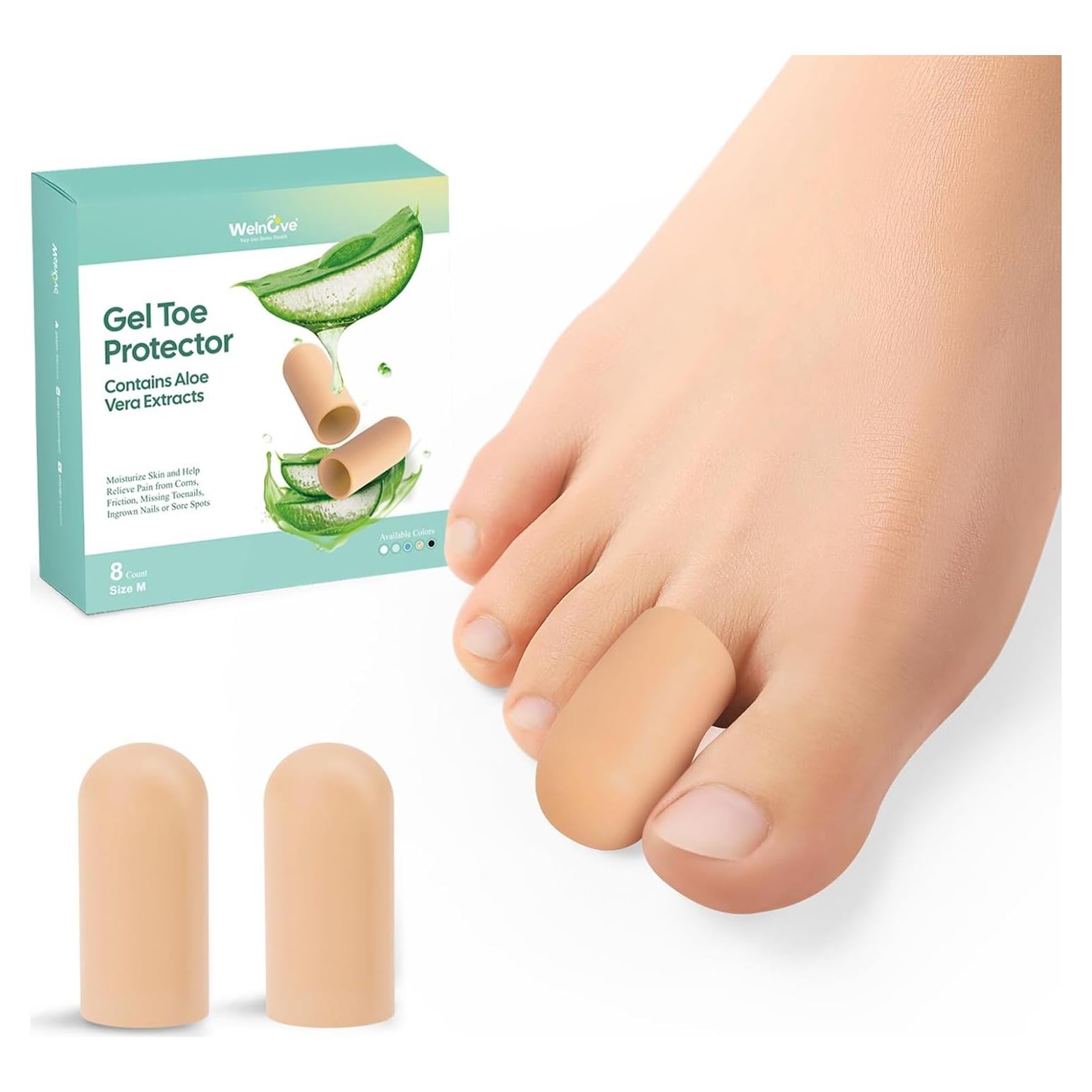 Welnove Protectores de Dedos de Silicona Mediano Beige