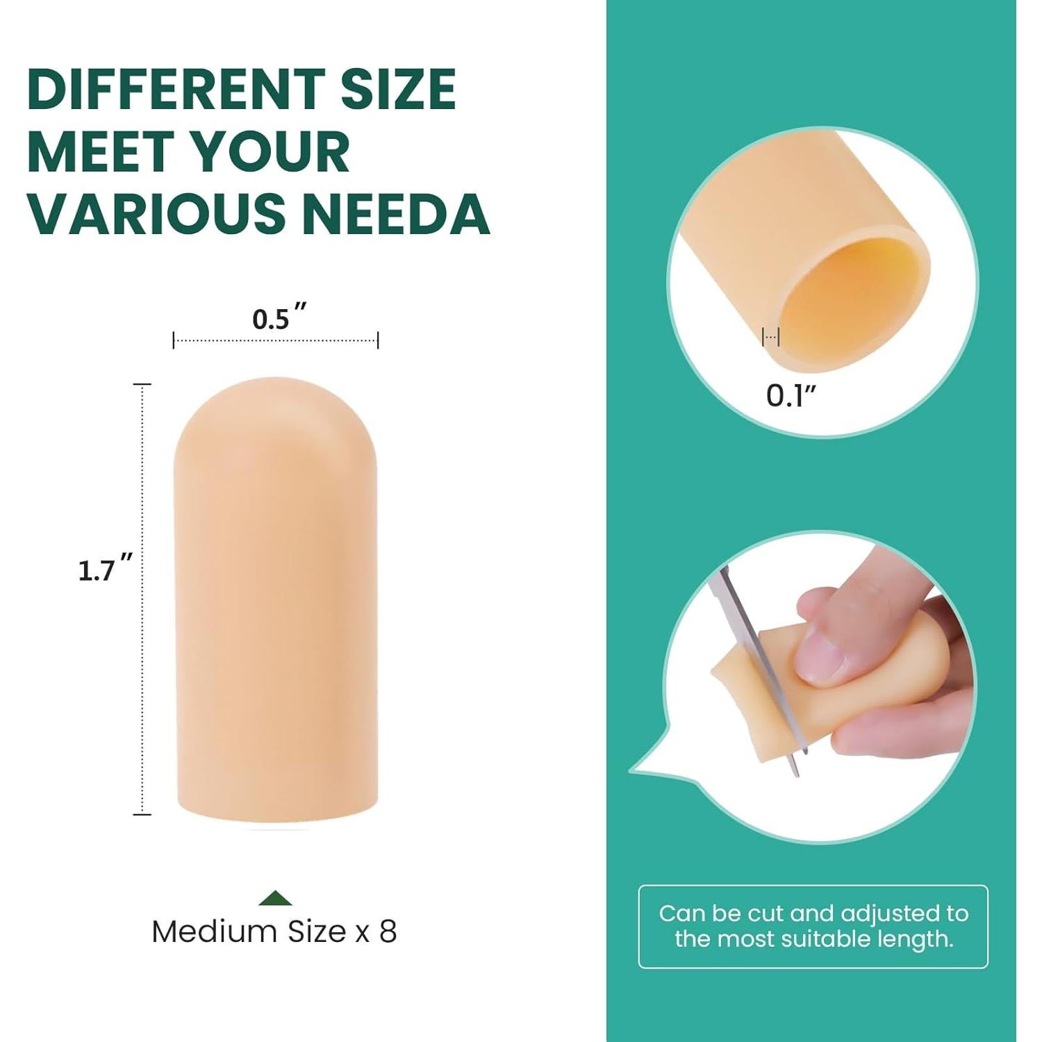 Welnove Protectores de Dedos de Silicona Mediano Beige