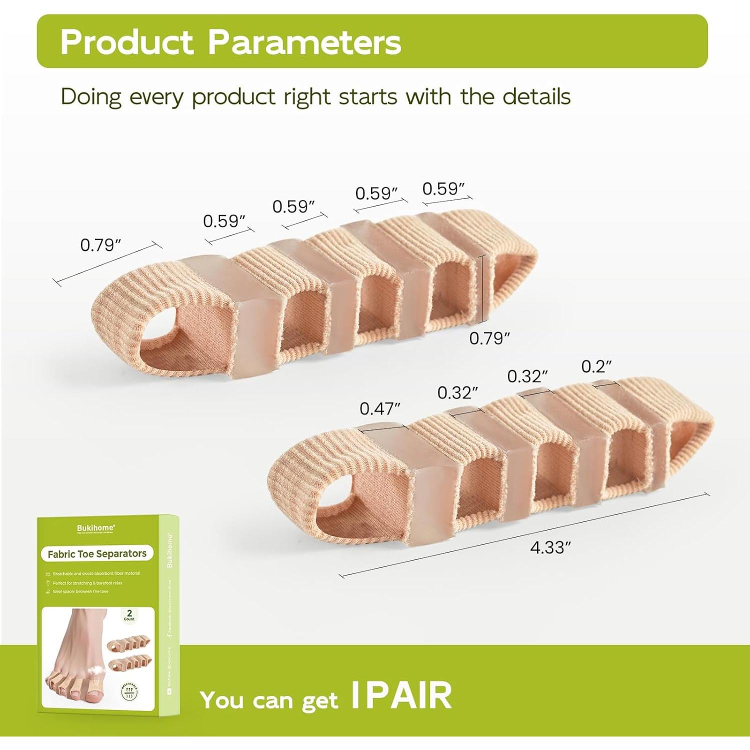 Separadores de Dedos Bukihome - Correctores de Juanetes 2 Pcs