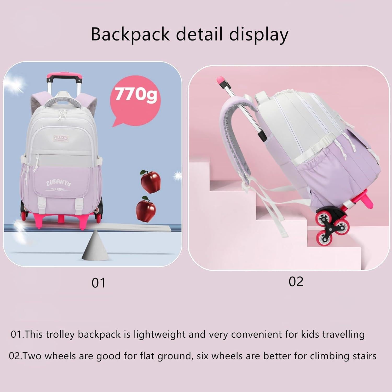 Mochila Rodante Mfikaryi 6 Ruedas 32L para Niños