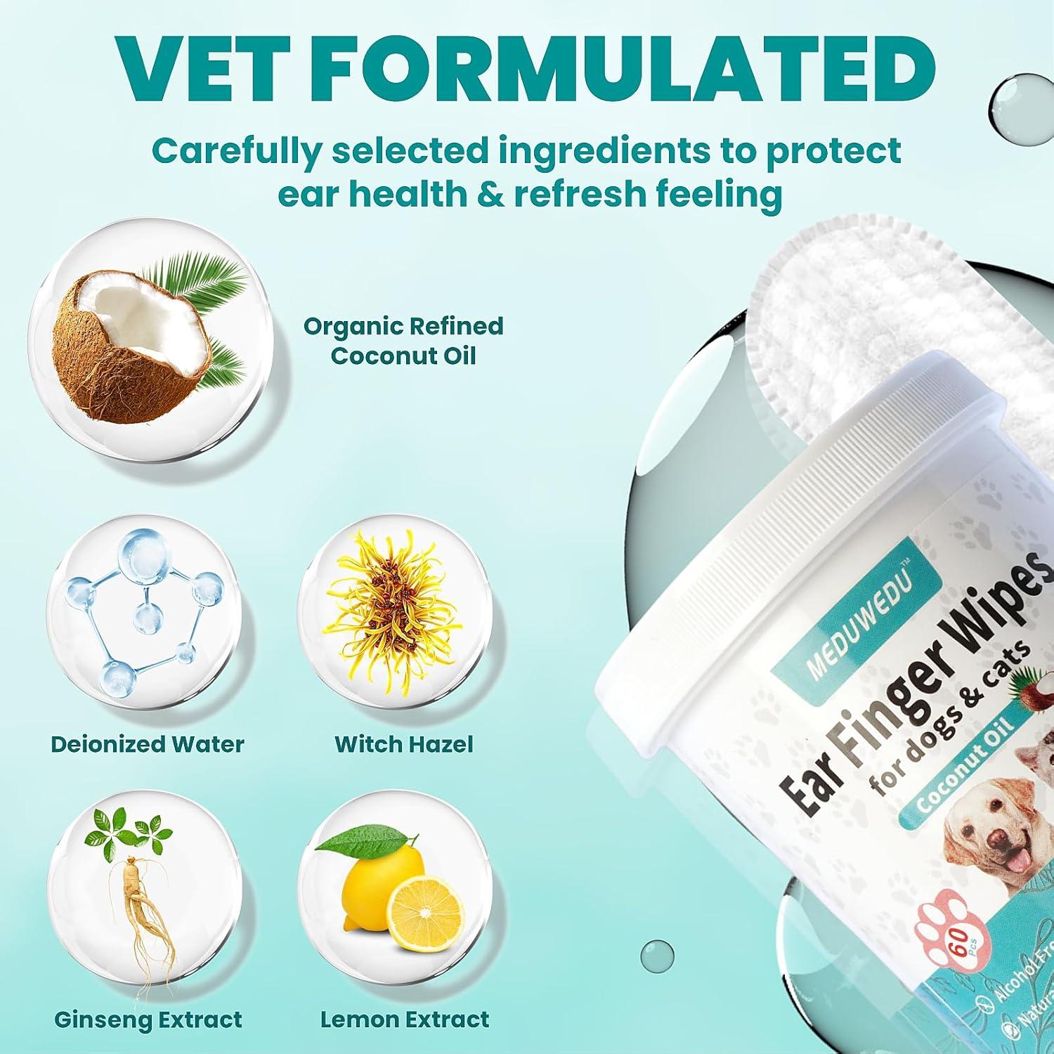 Toallitas Limpiadoras de Oídos para Perros MEDUWEDU 60 Unidades