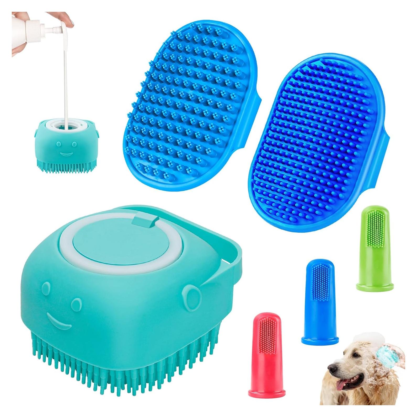 Comotech Juego de 3 Cepillos de Baño para Perros Azul