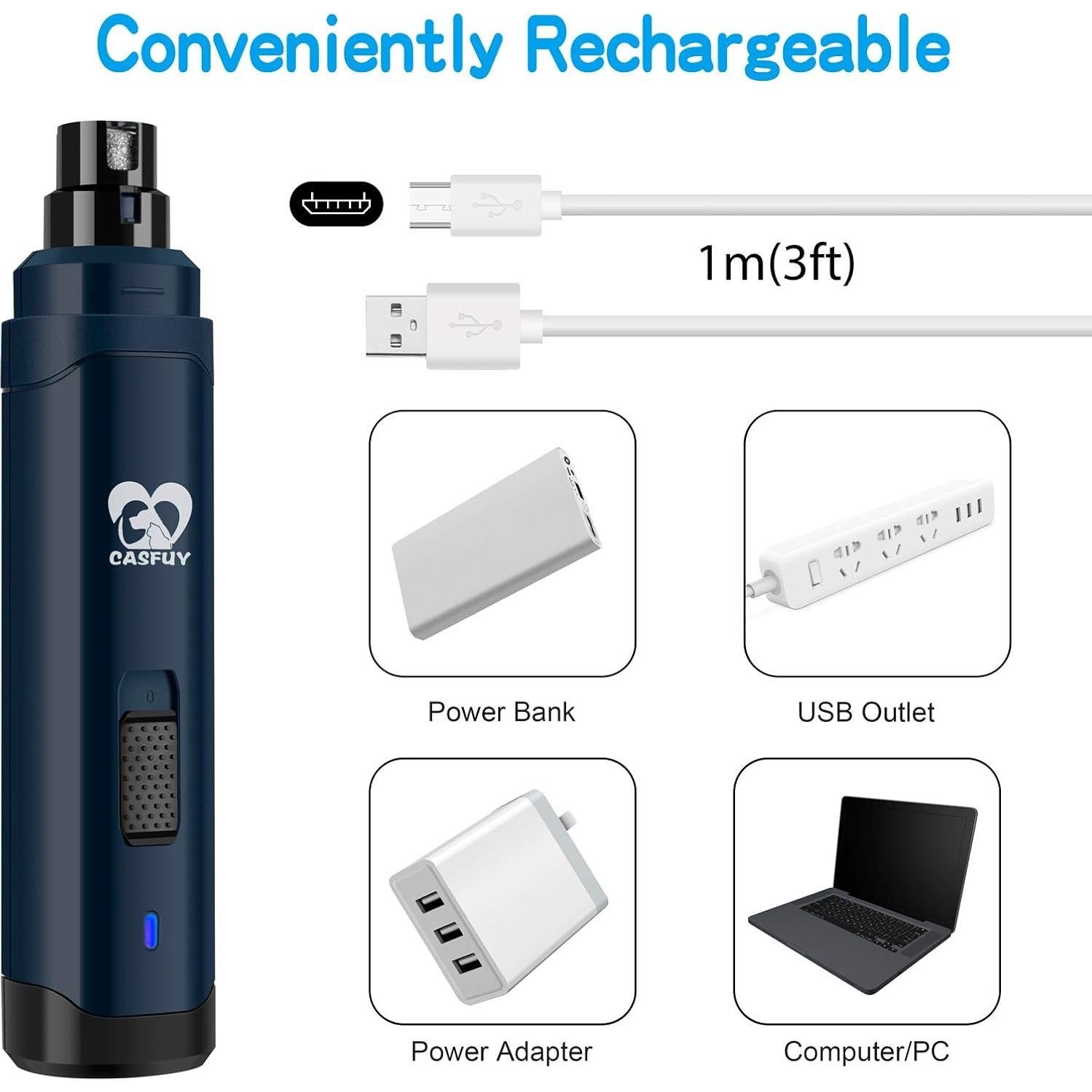 Molinillo de Uñas Eléctrico Casfuy N10 2 Velocidades Azul