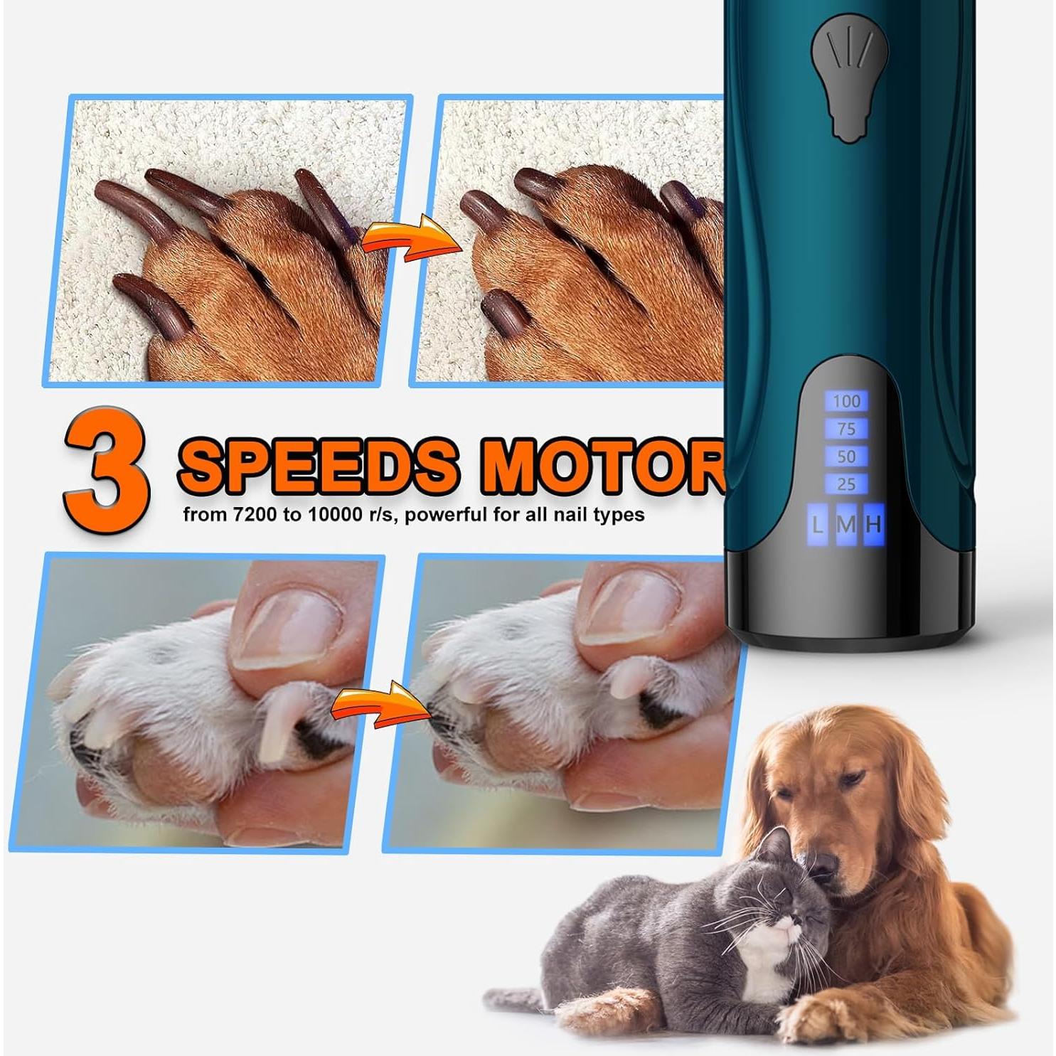 Lima de Uñas Eléctrica Yabife para Perros y Gatos 3 Velocidades