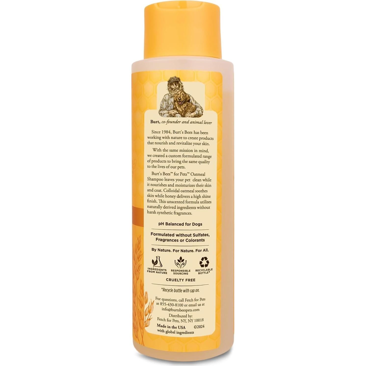 Champú para perros Burt's Bees 473 ml avena y miel