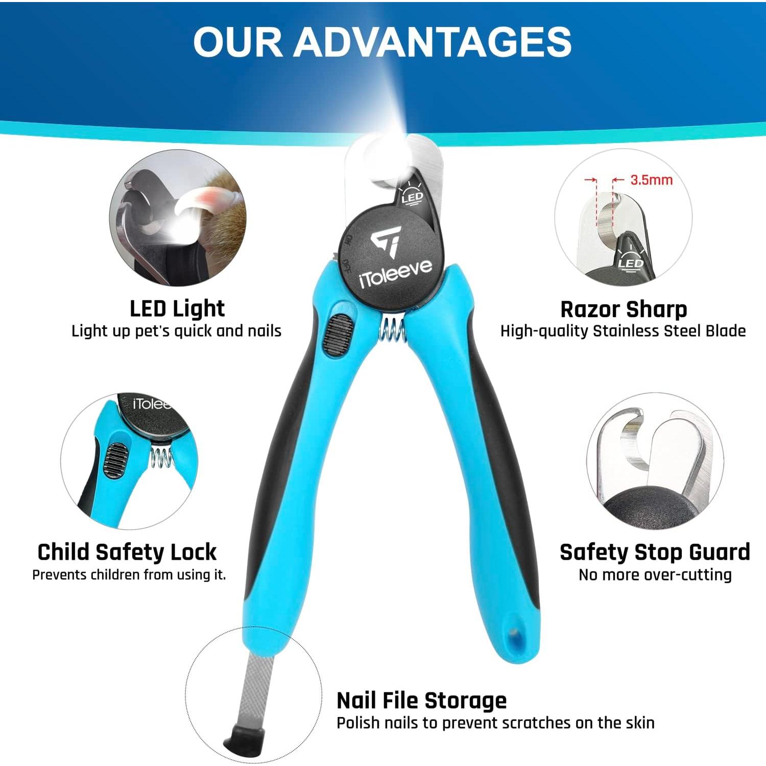 Cortador de Uñas LED iToleeve para Perros y Gatos - Extra Afilado