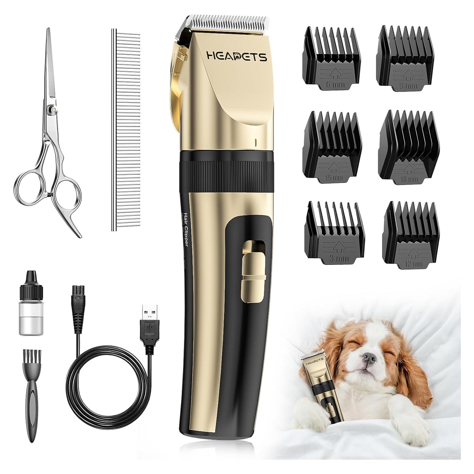 Cortadora de Pelo Inalámbrica HEAPETS Dorada, Silenciosa y Ajustable