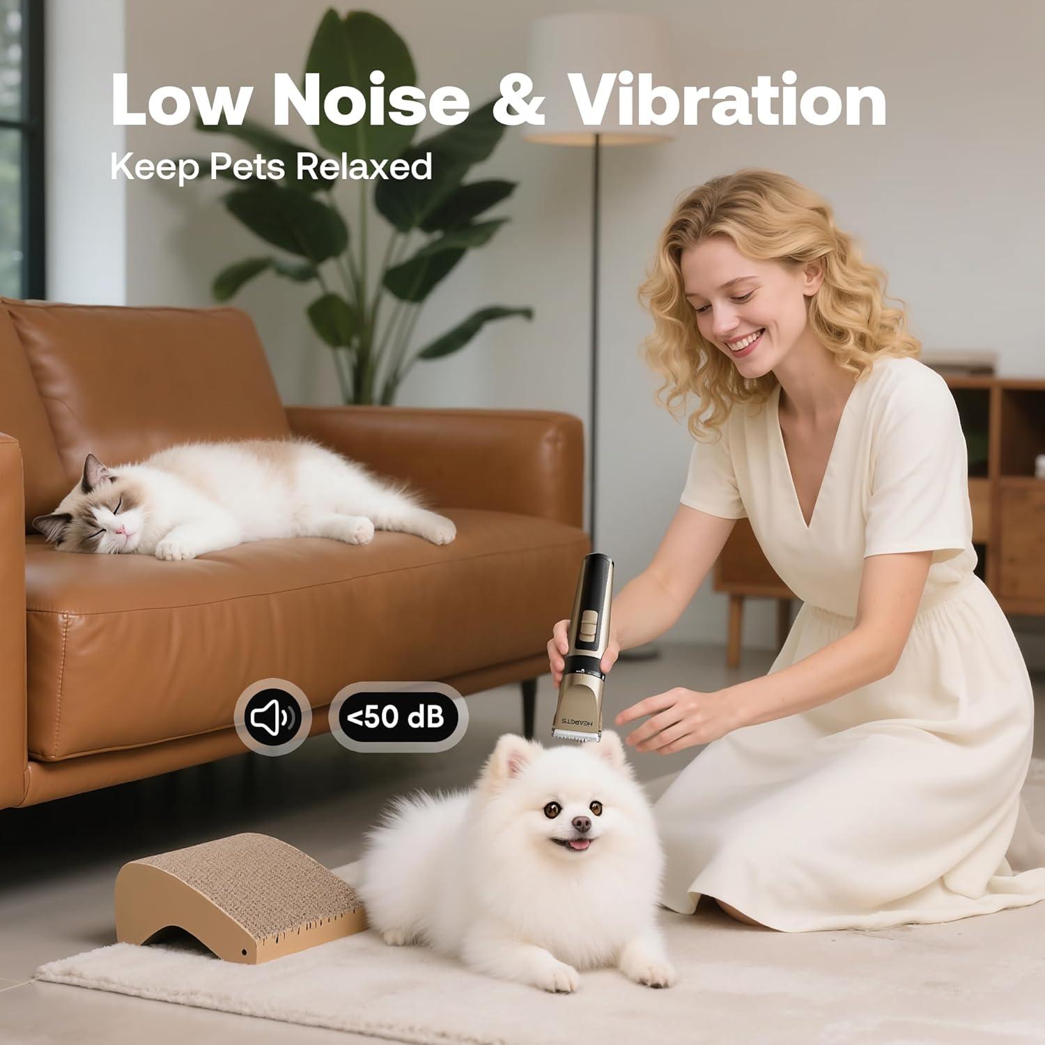 Cortadora de Pelo Inalámbrica HEAPETS Dorada, Silenciosa y Ajustable