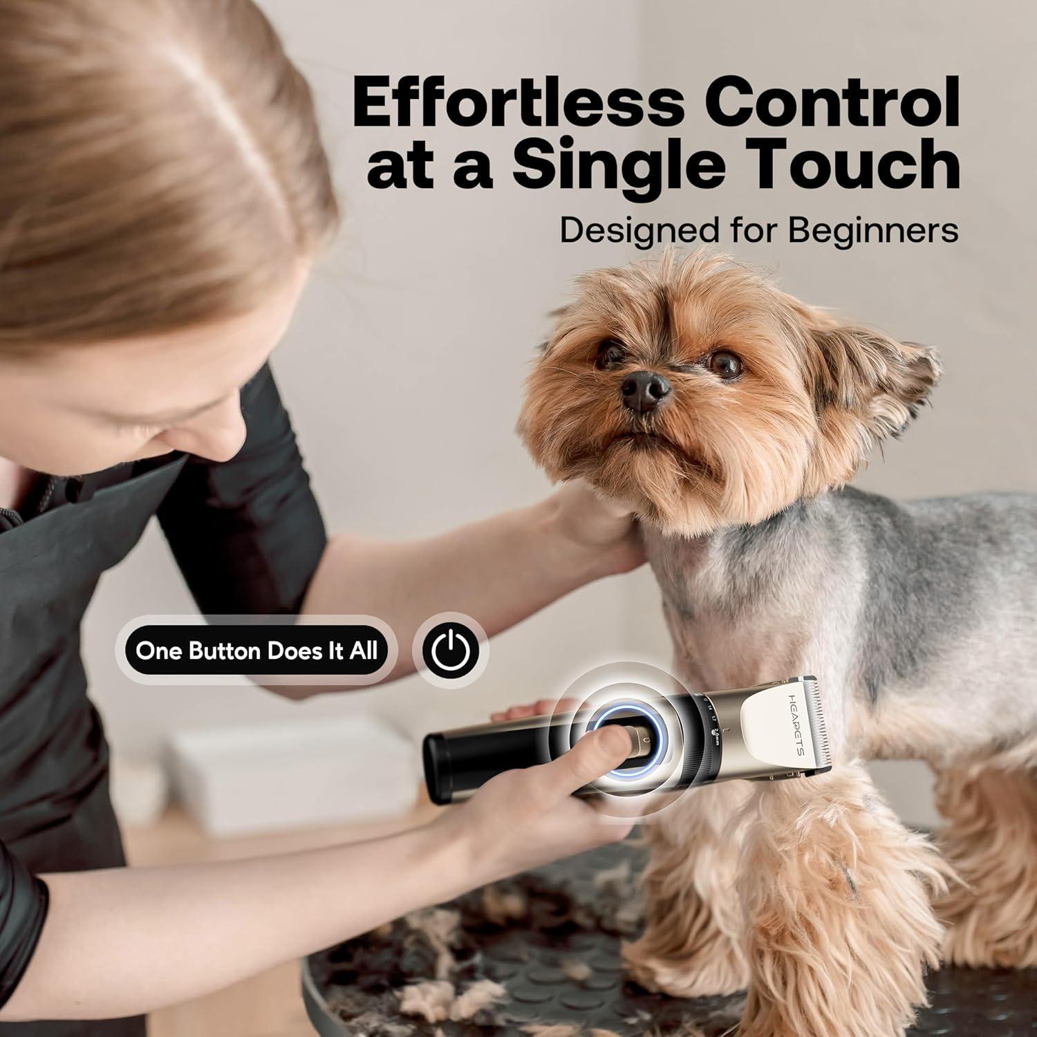 Cortadora de Pelo Inalámbrica HEAPETS Dorada, Silenciosa y Ajustable