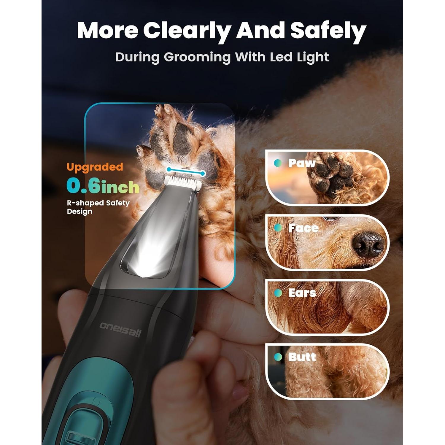 Cortadora de Pelo y Uñas de Perro Oneisall 4 en 1 Silenciosa