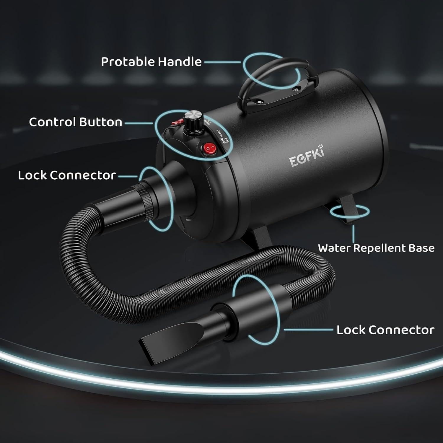 Secador de Pelo para Perros EGFKI 5.2HP 3800W Ajustable