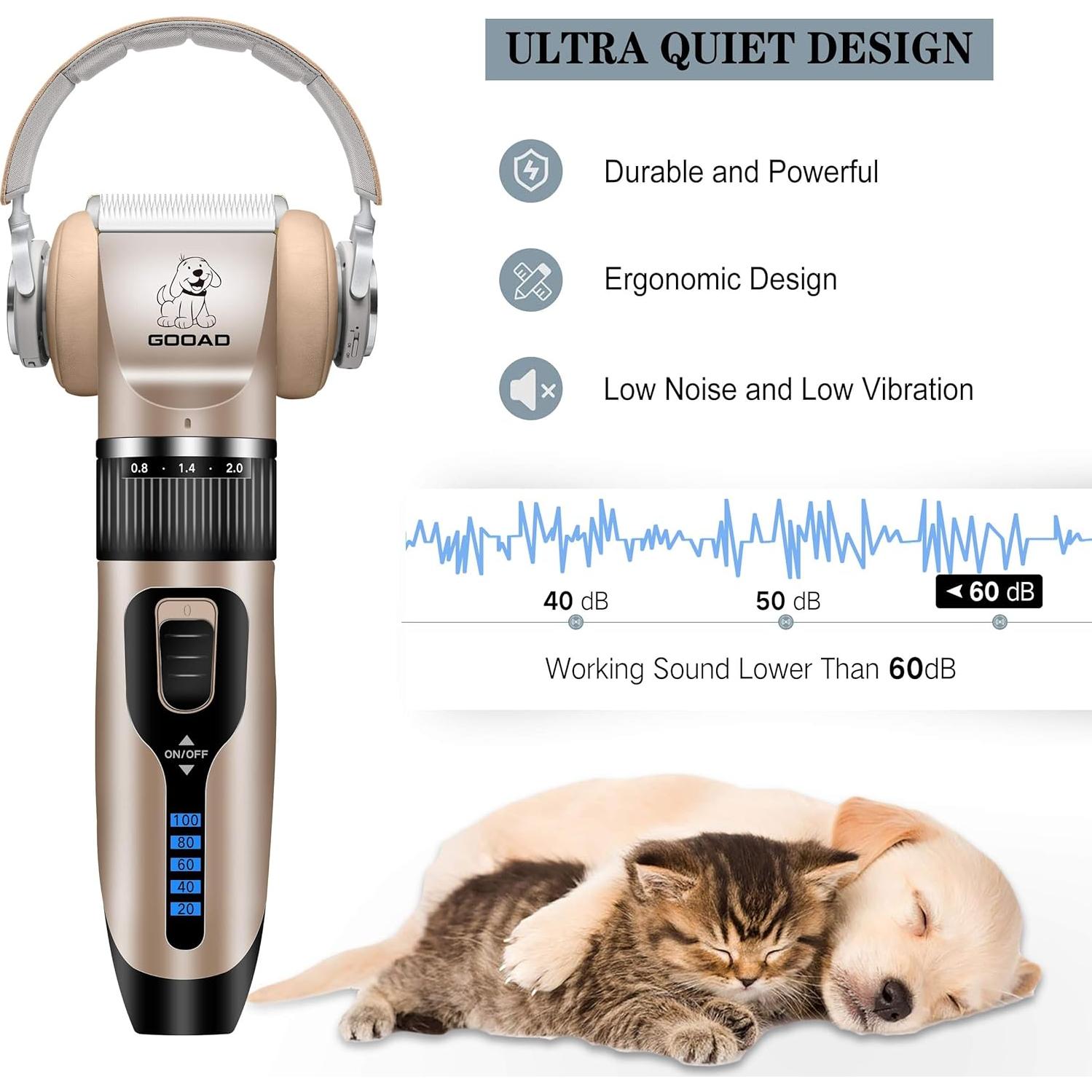 Cortadora de Pelo Inalámbrica Gooad para Perros y Gatos - Kit Completo