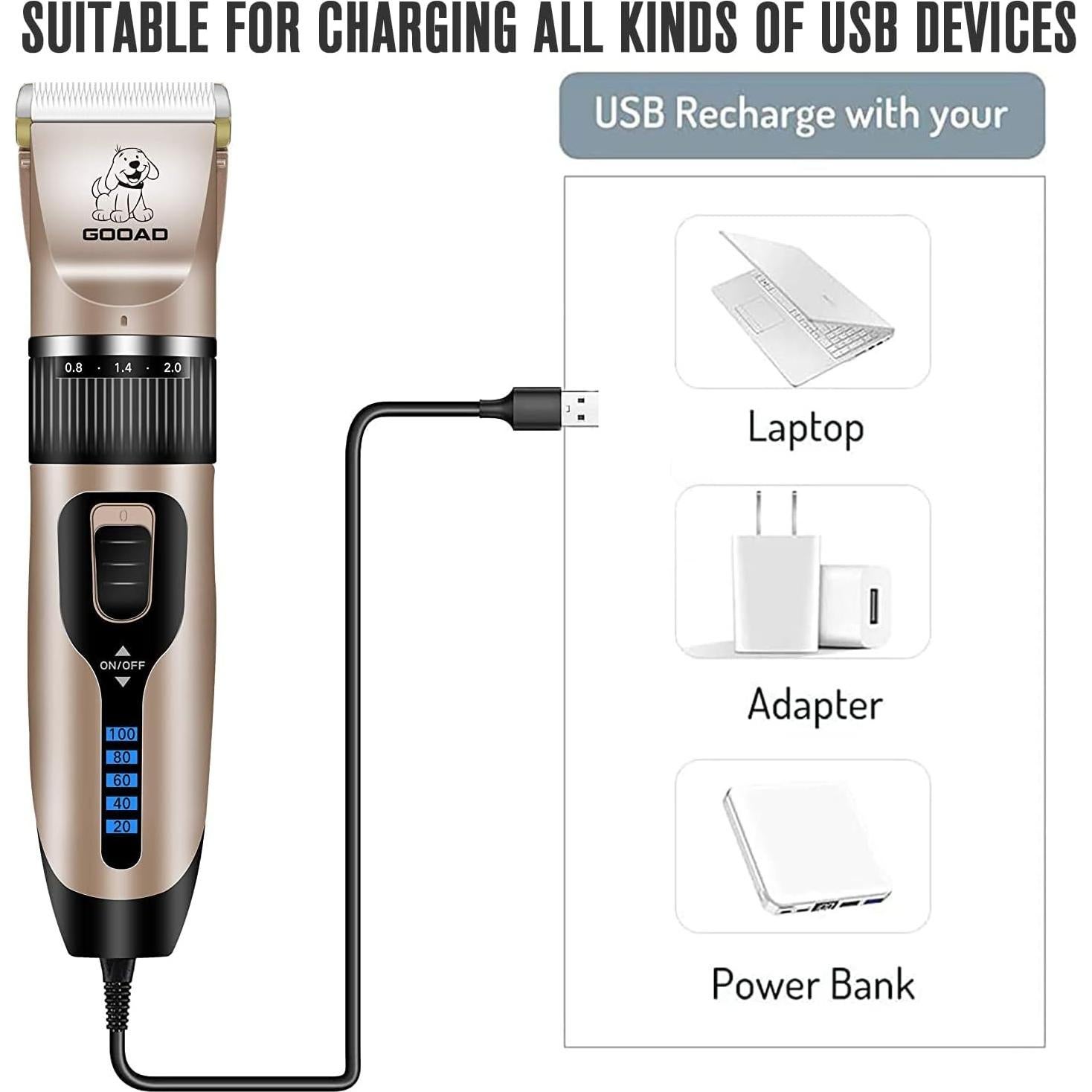 Cortadora de Pelo Inalámbrica Gooad para Perros y Gatos - Kit Completo