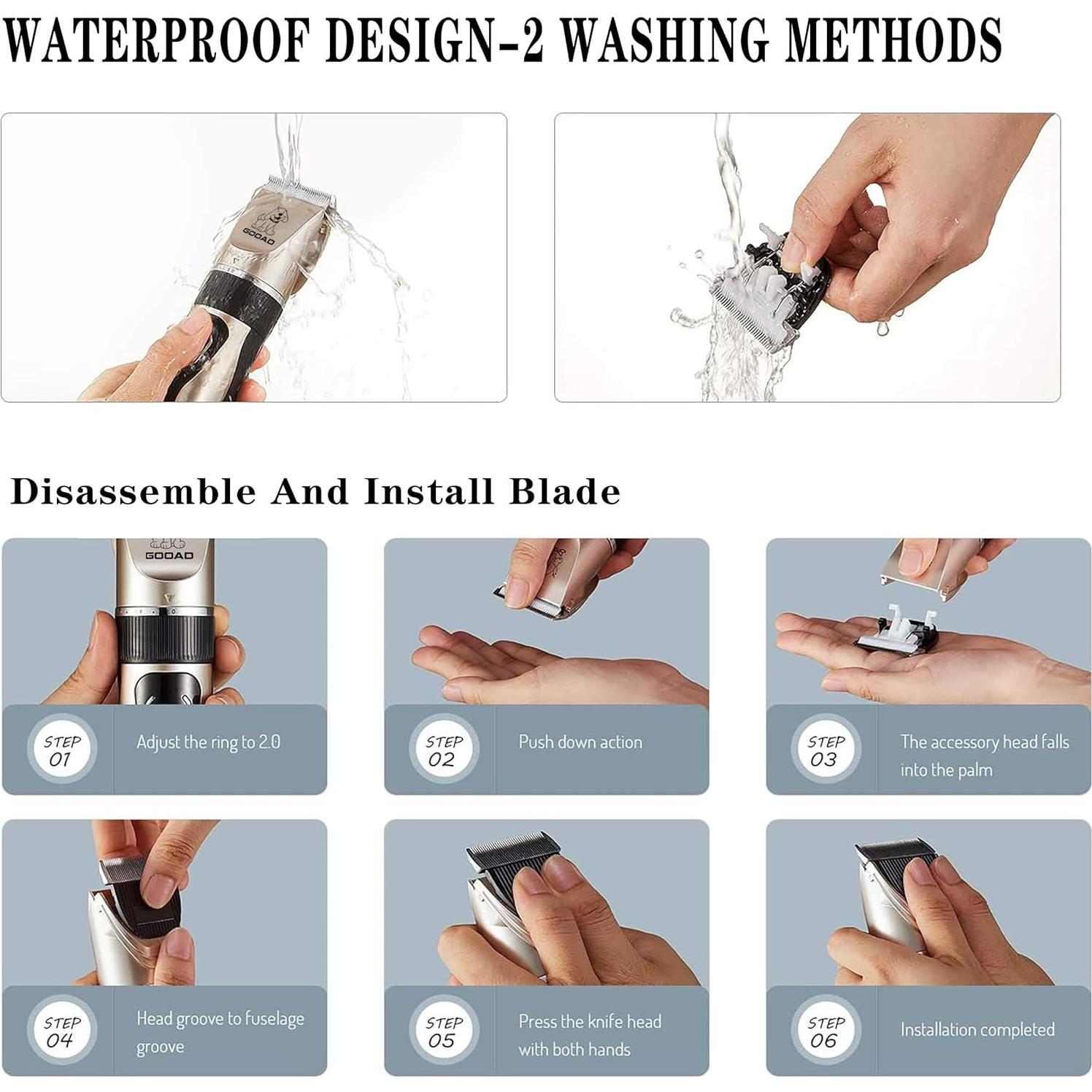 Cortadora de Pelo Inalámbrica Gooad para Perros y Gatos - Kit Completo