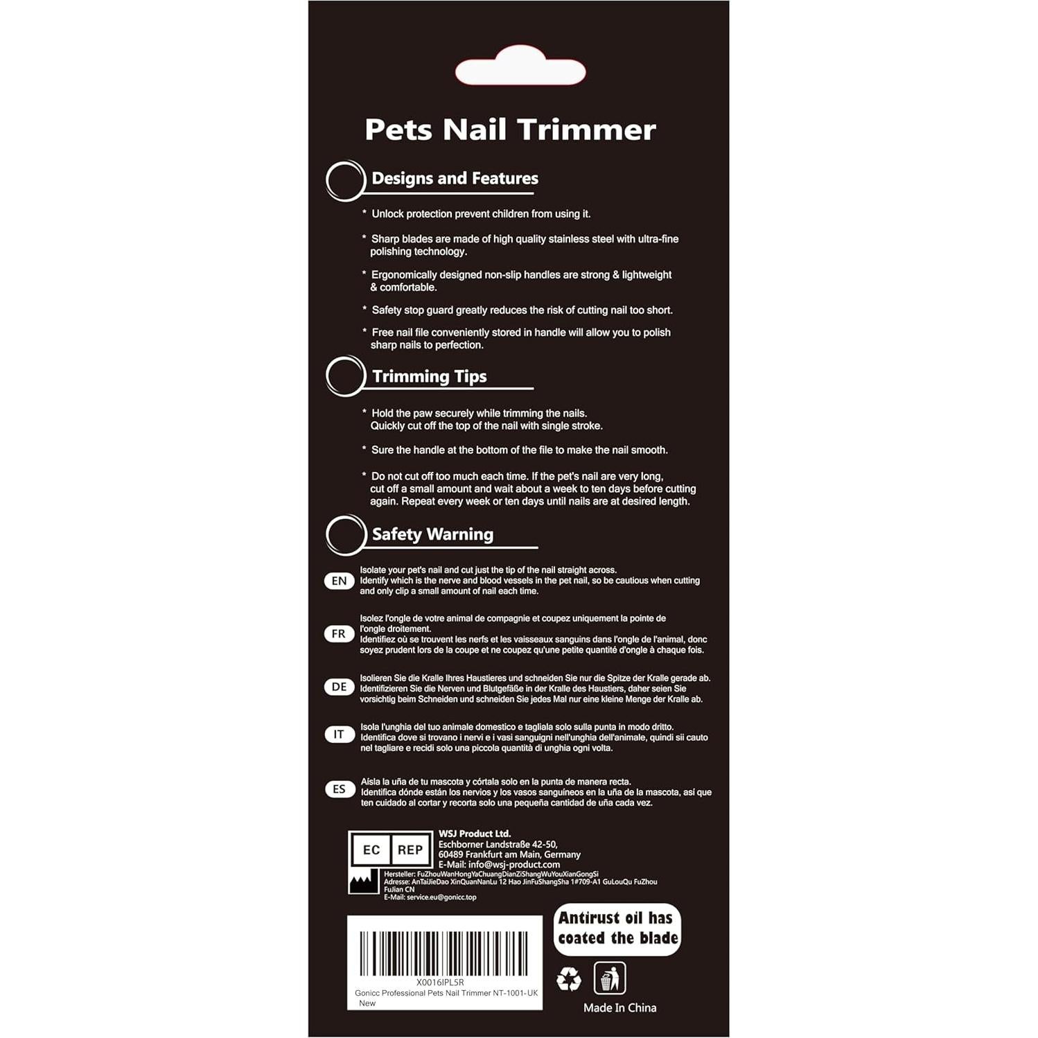 Cortadores de Uñas Gonicc para Perros y Gatos con Lima