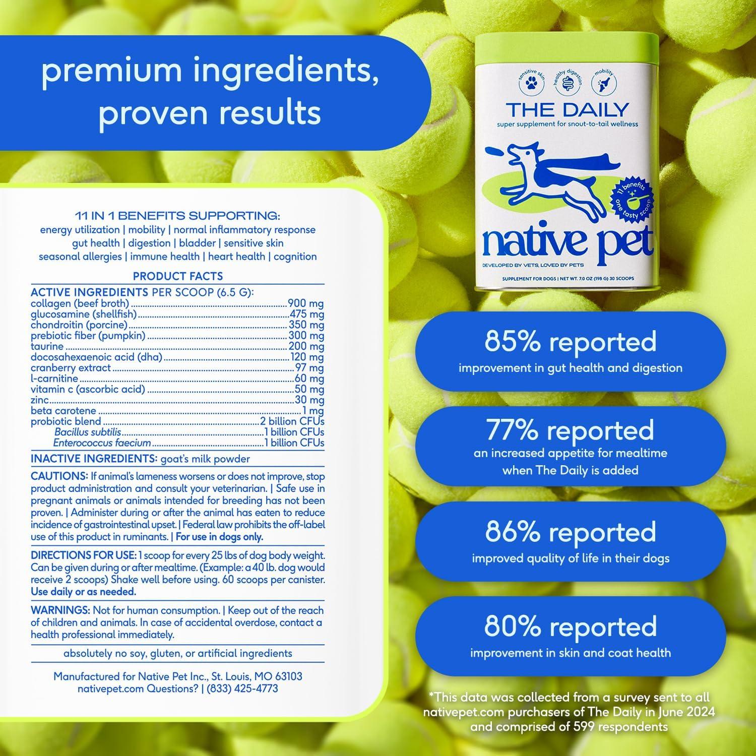 Suplemento Vitaminico en Polvo para Perros Native Pet - 30 Porciones