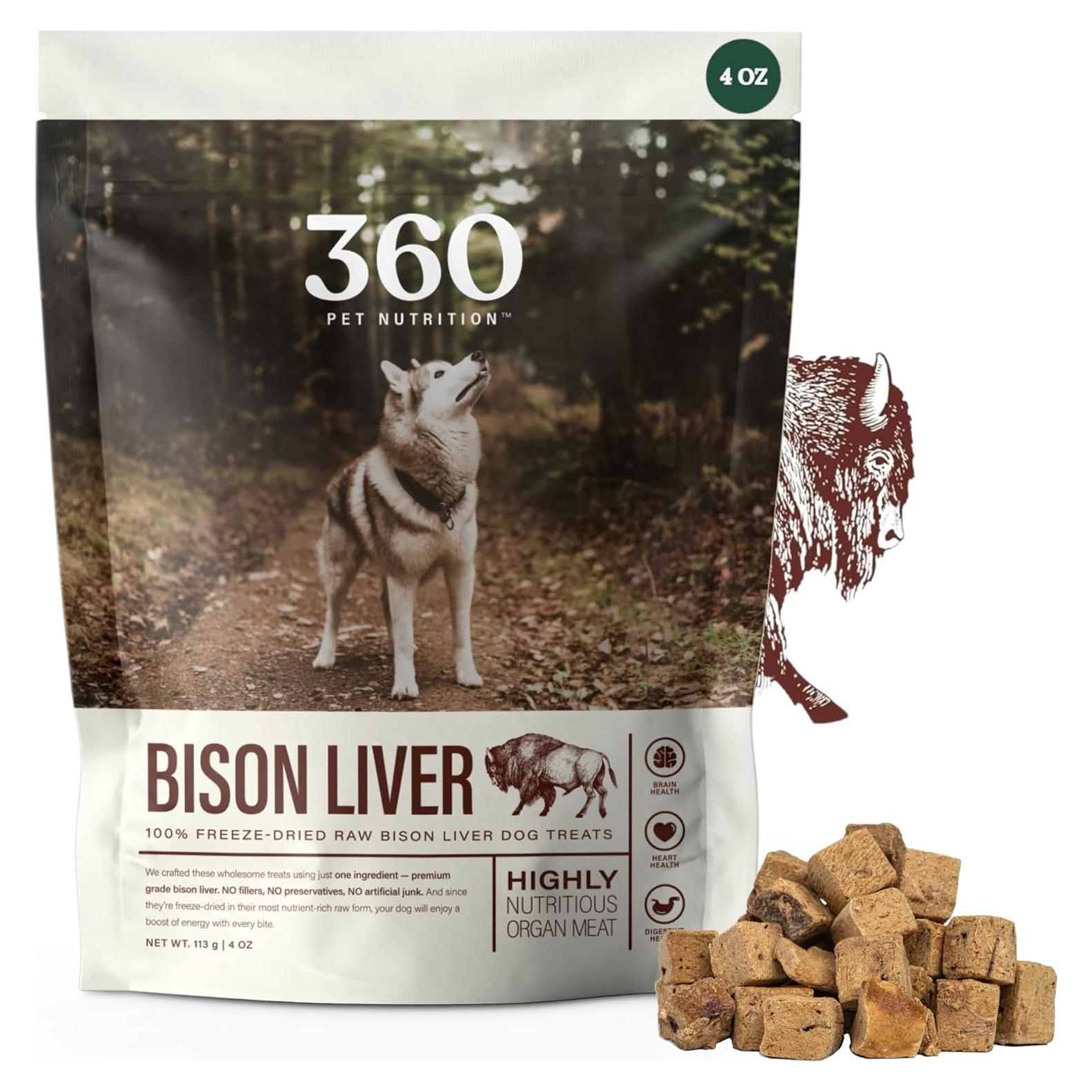 360 Nutrición de Mascotas Hígado de Bisonte Liofilizado 113g