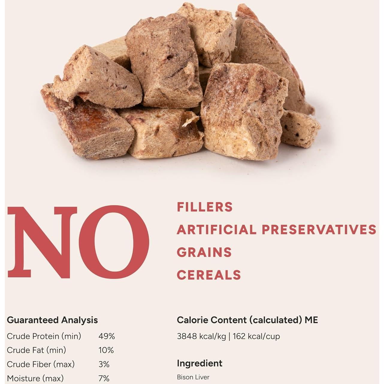 360 Nutrición de Mascotas Hígado de Bisonte Liofilizado 113g