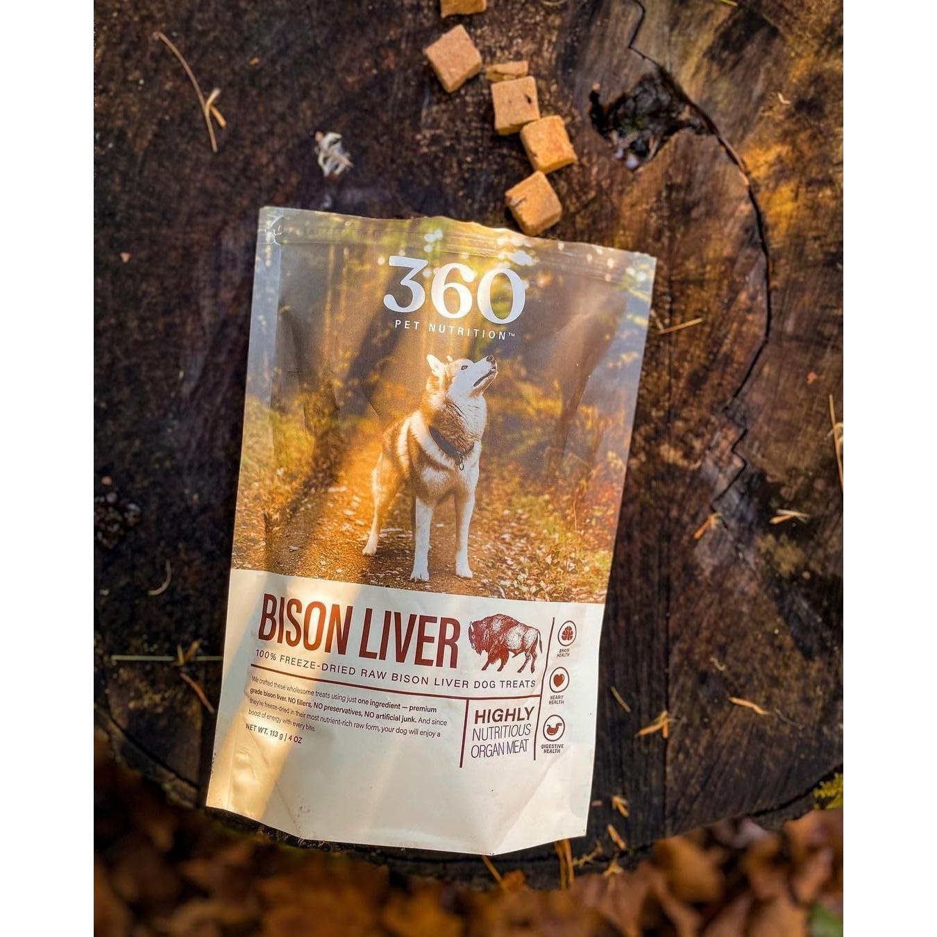 360 Nutrición de Mascotas Hígado de Bisonte Liofilizado 113g