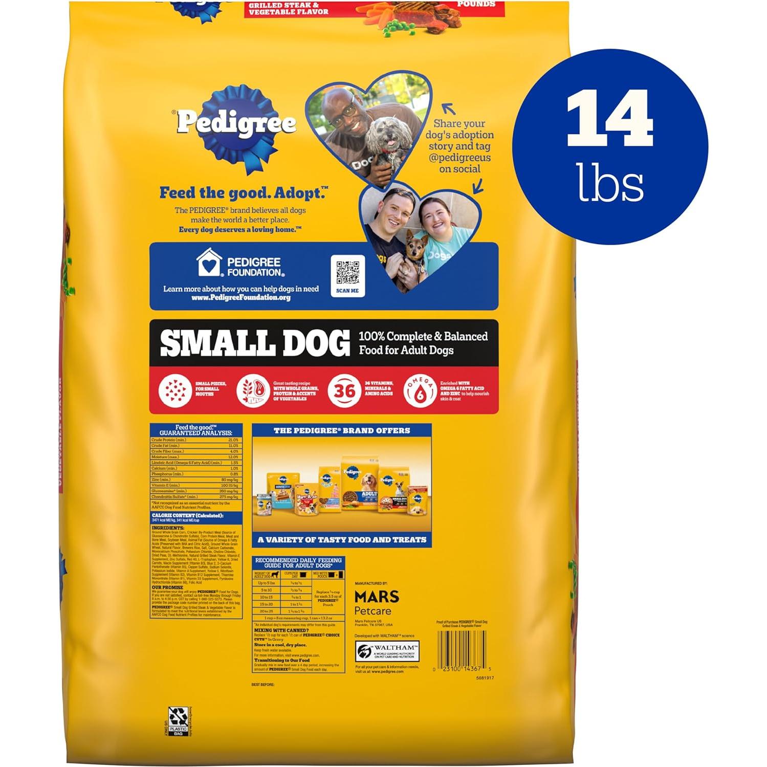 Pedigree Nutrición Completa Perro Pequeño 6,35 kg Bistec