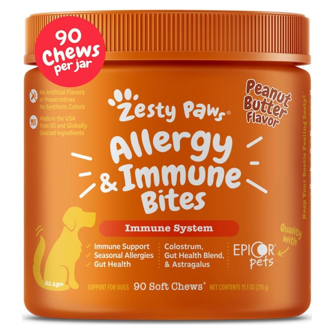 Zesty Paws Alivio Alergias Perros 90 Masticables Mantequilla