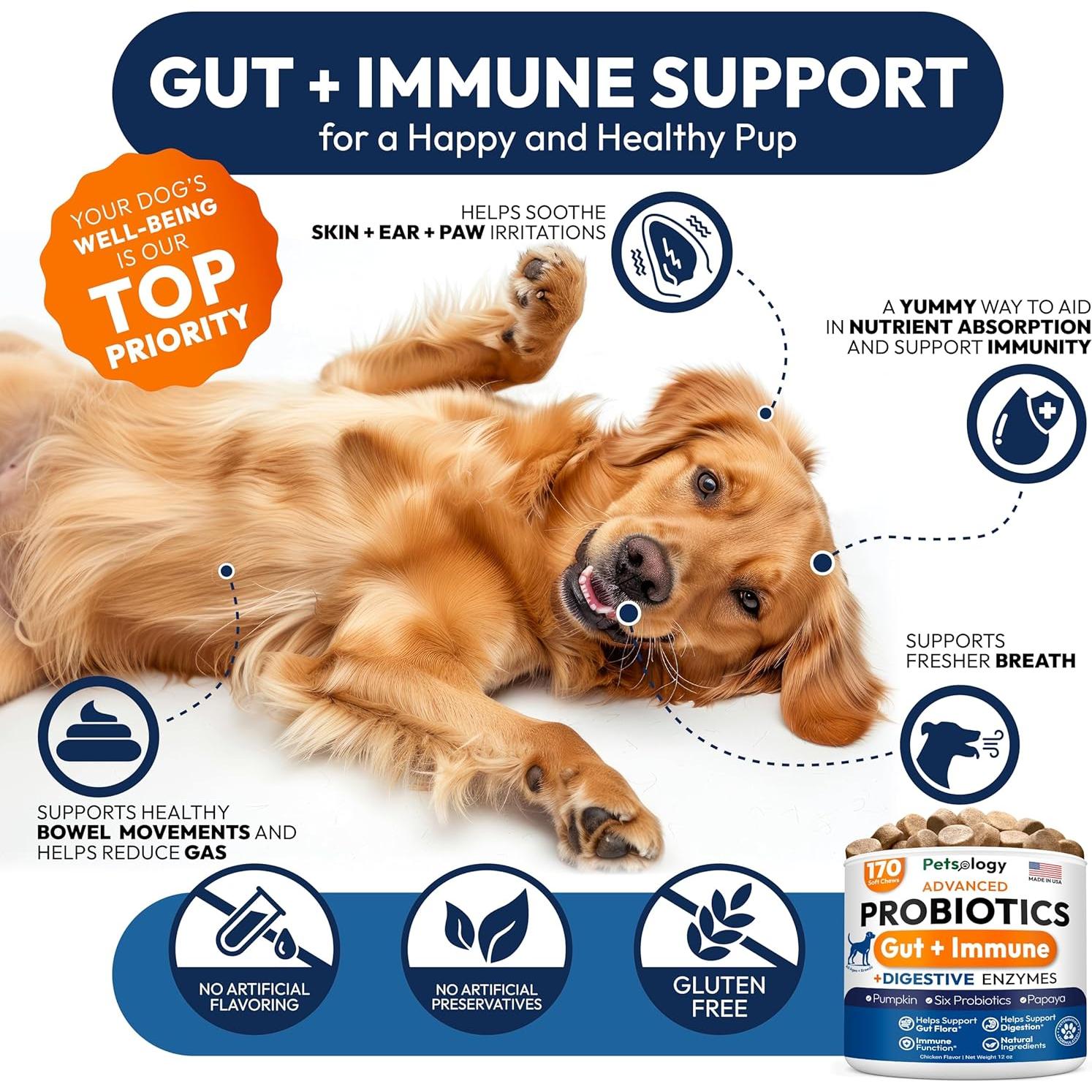 Probioticos para Perros Petsology 170 Masticables Pollo