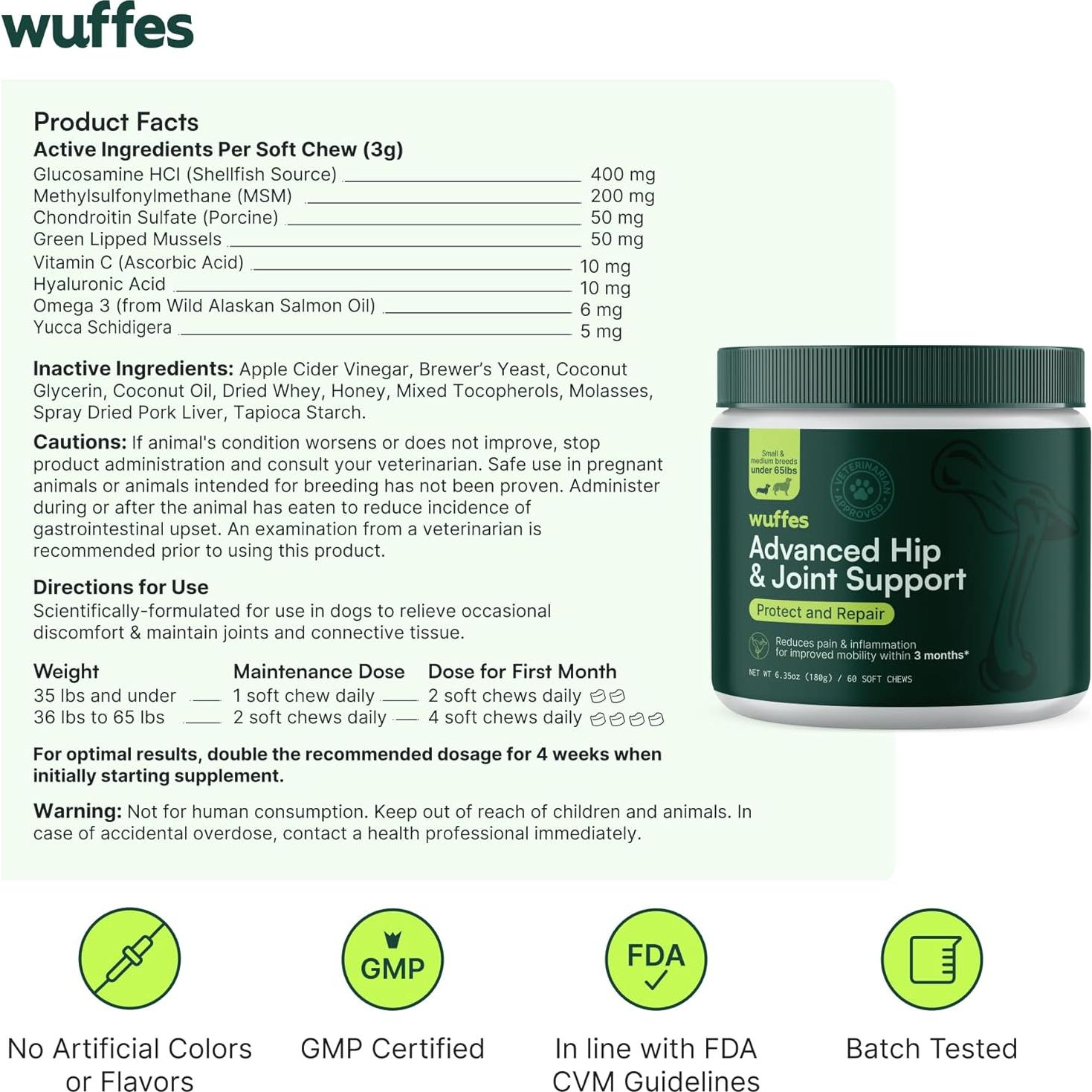 Suplemento Articular Wuffes para Perros Pequeños 60 Masticables