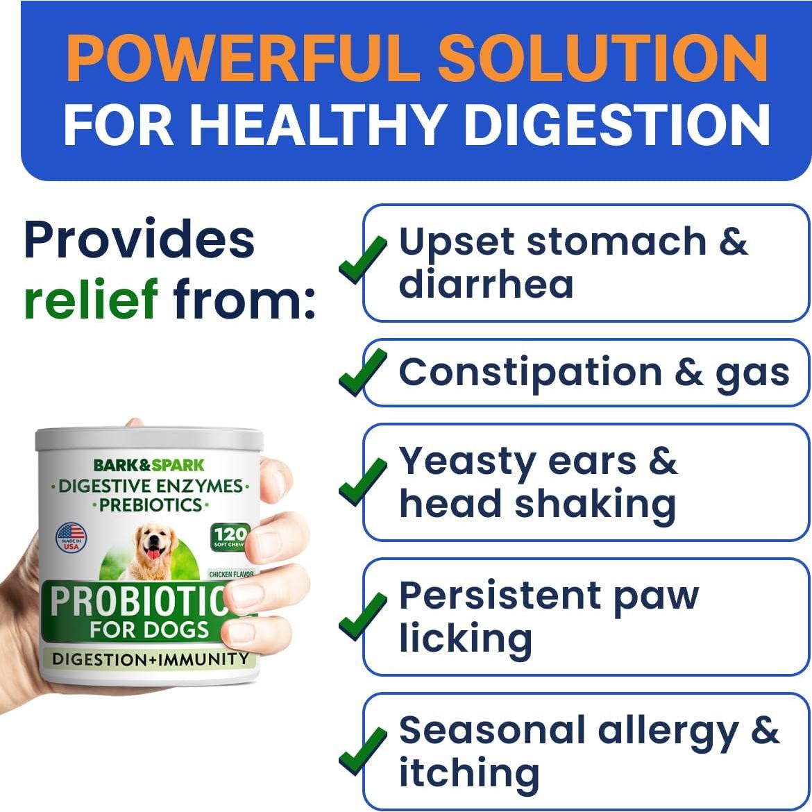 Probioticos para Perros Bark&Spark 120Ct Pollo Digestión