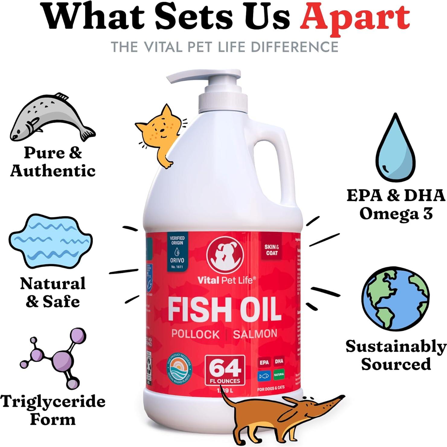 Aceite de Pescado Vital Pet Life 1.89 L Omega 3 para Perros