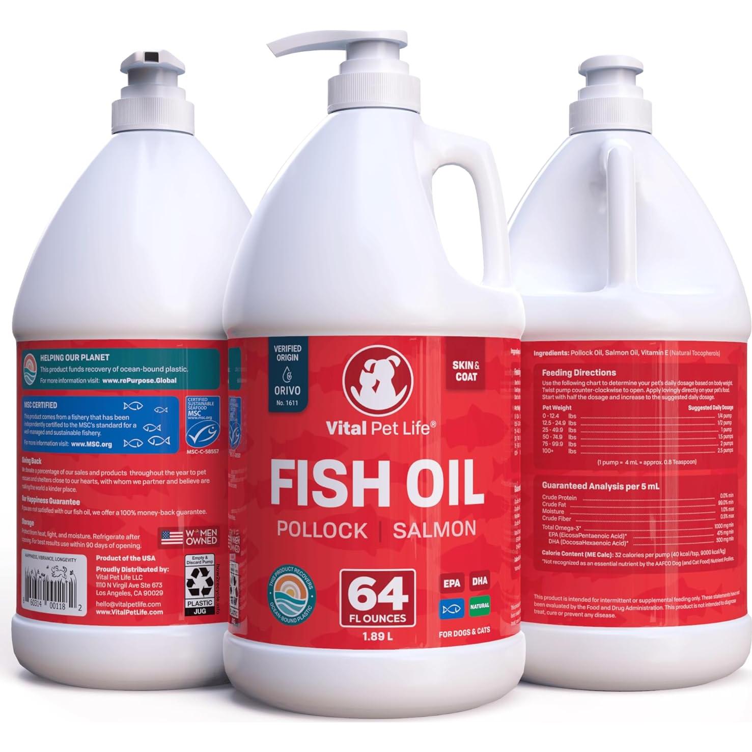 Aceite de Pescado Vital Pet Life 1.89 L Omega 3 para Perros