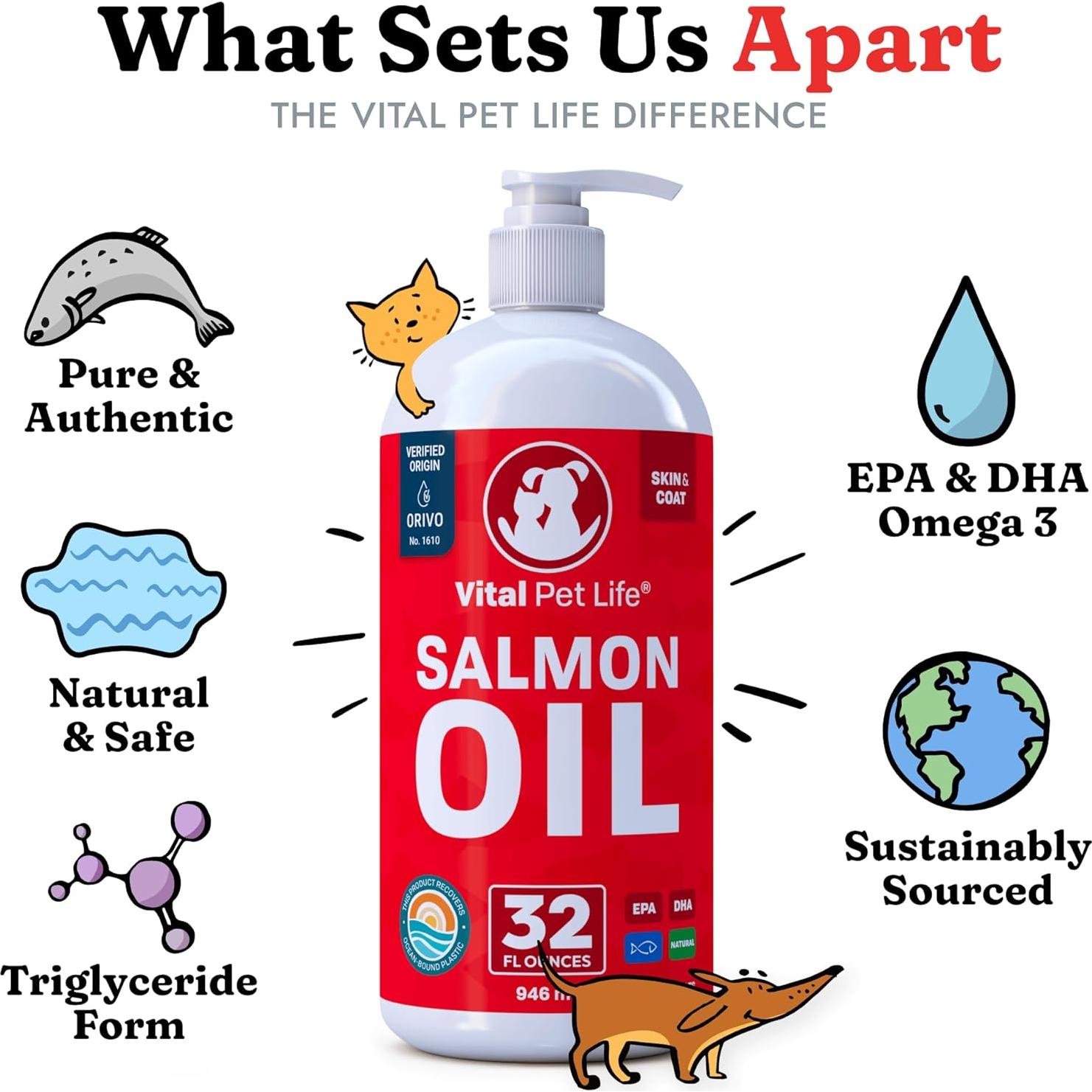Aceite de Salmón Vital Pet Life 32 oz - Omega 3 para Mascotas