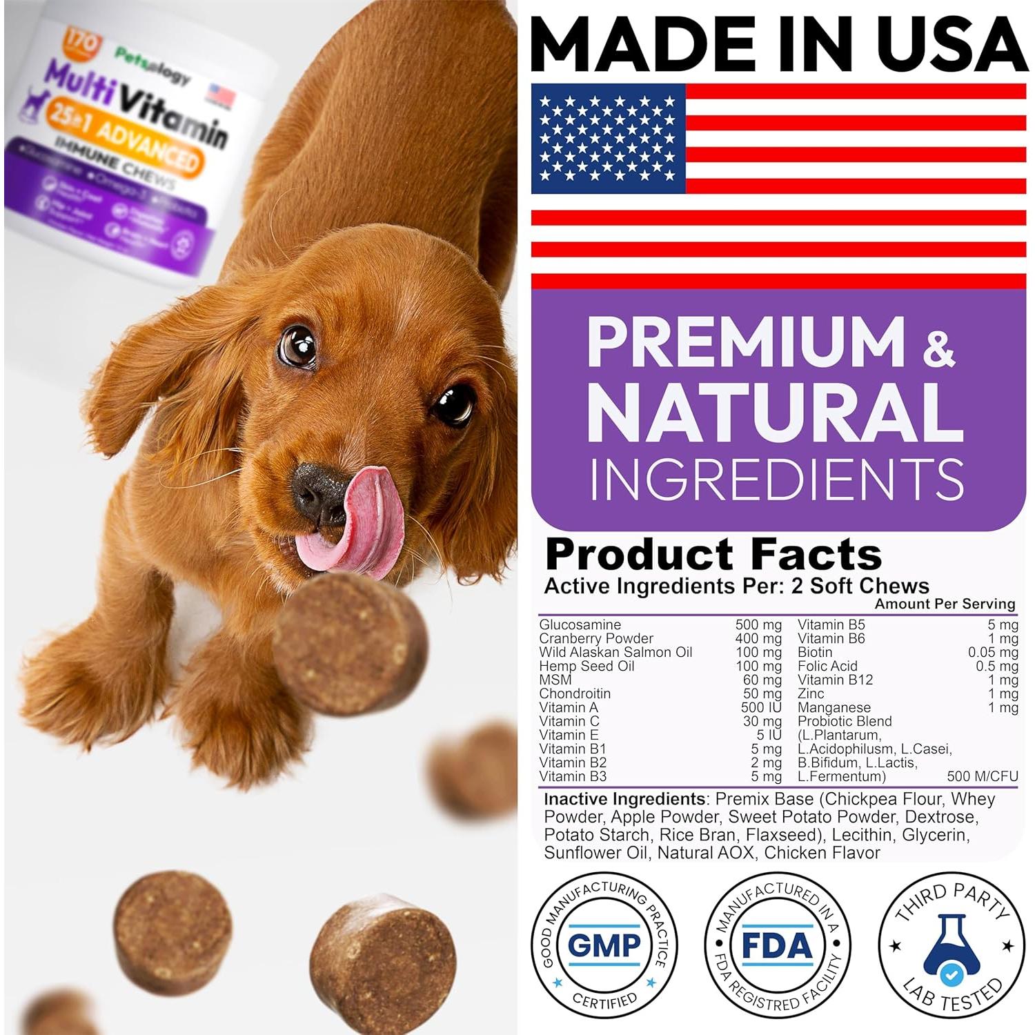 Multivitamínico Masticable para Perros Petsology 170 Unidades