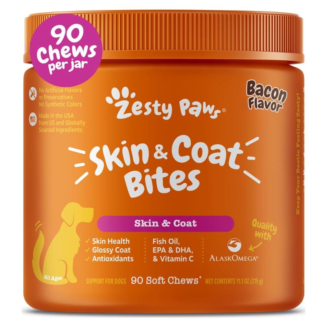 Zesty Paws Aceite de Pescado Omega 3 para Perros 90 Masticables