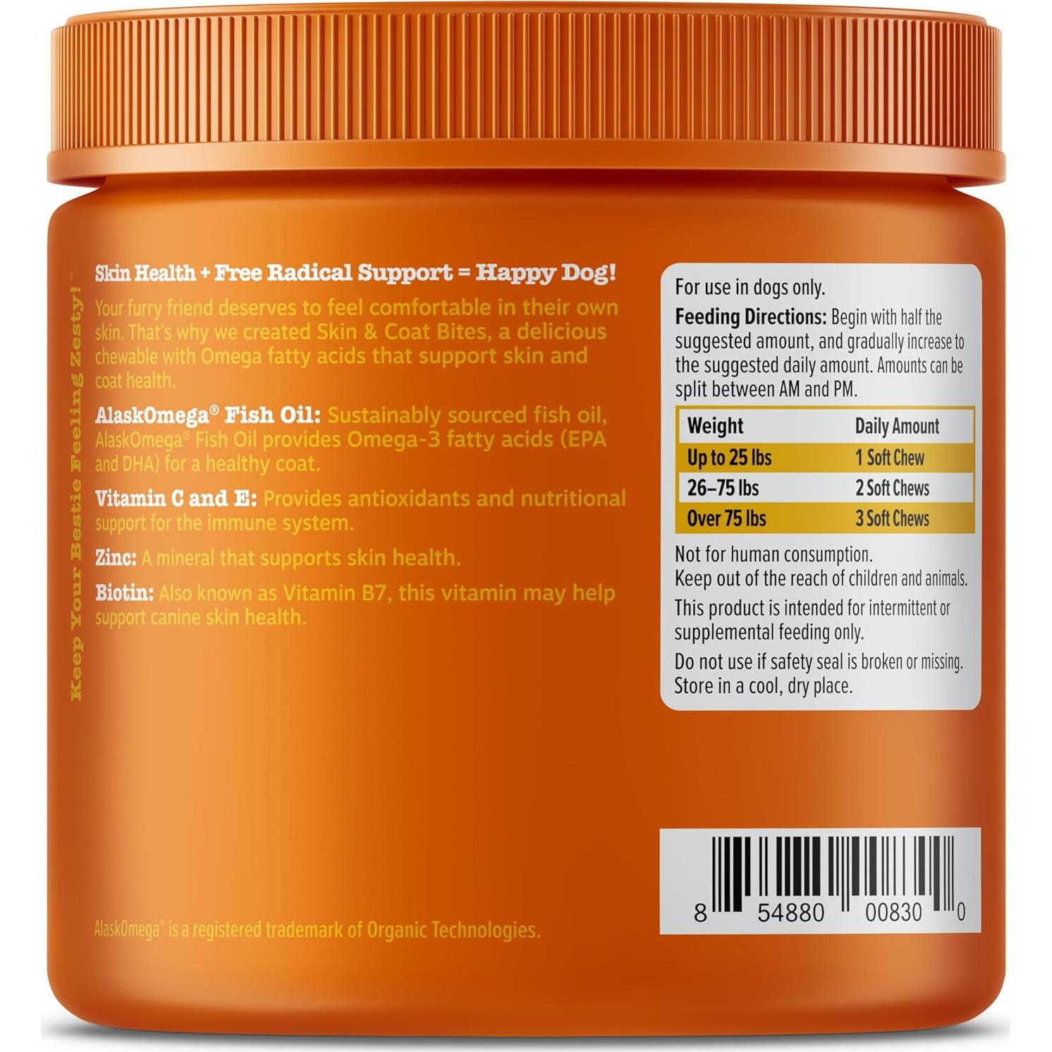 Zesty Paws Aceite de Pescado Omega 3 para Perros 90 Masticables