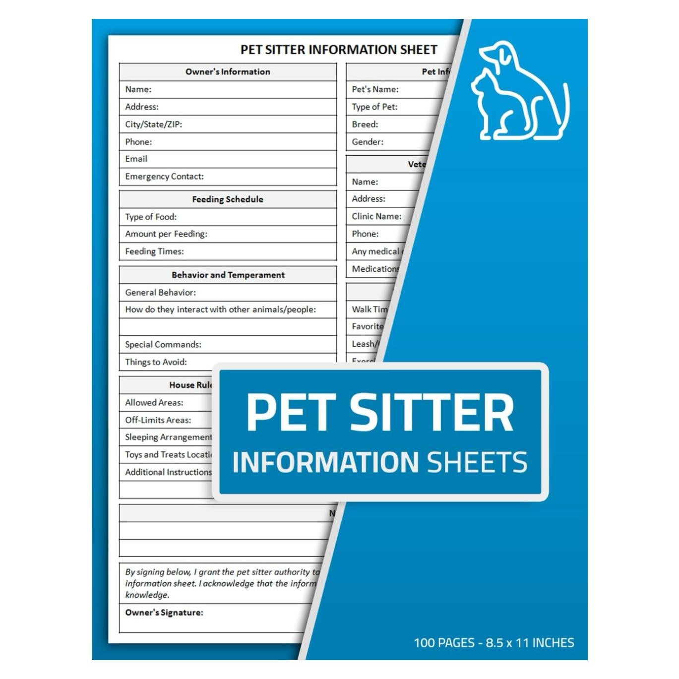 Hojas de Información para Cuidadores de Mascotas - 100 Páginas