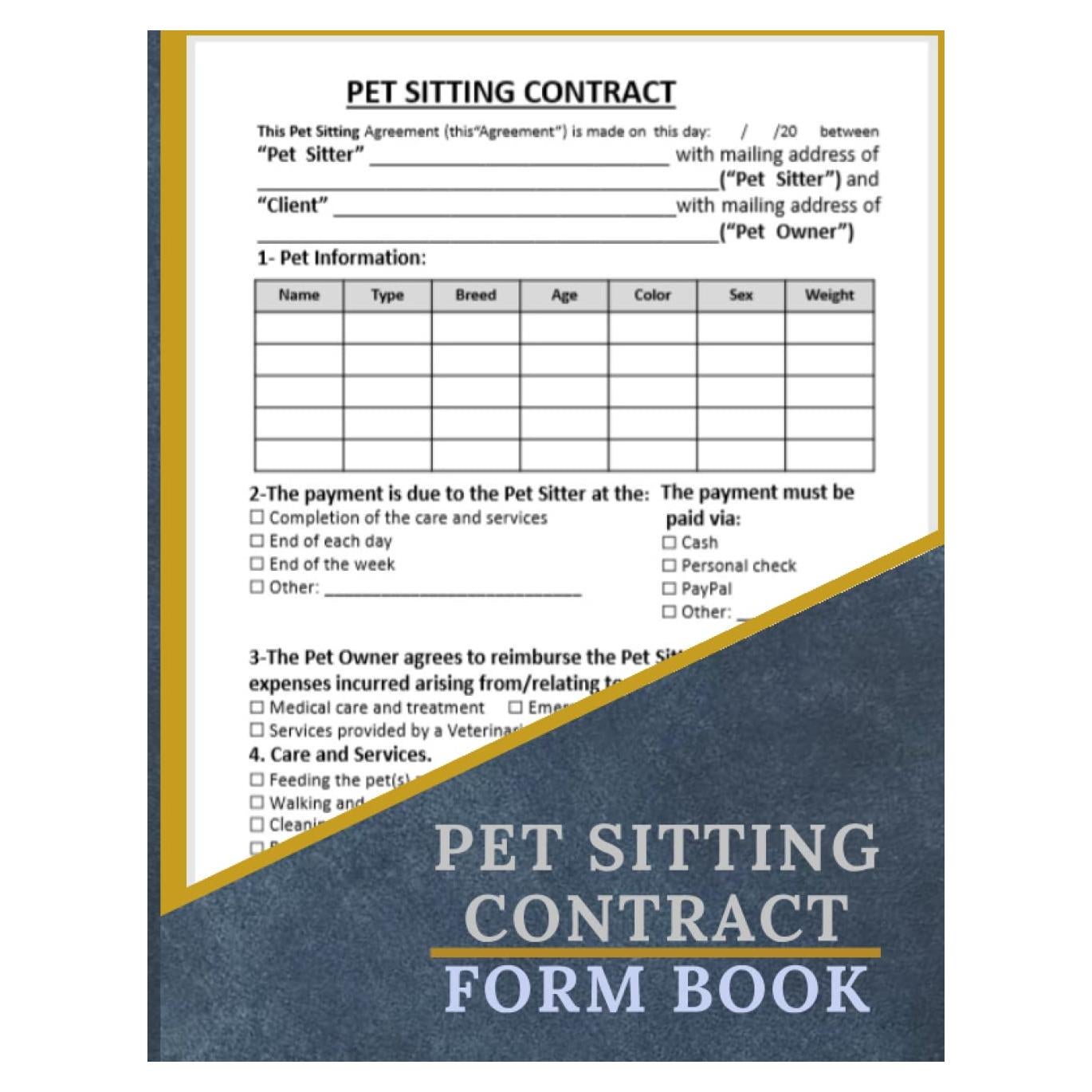 Libro de Formularios de Contrato de Cuidado de Mascotas - 120 Páginas