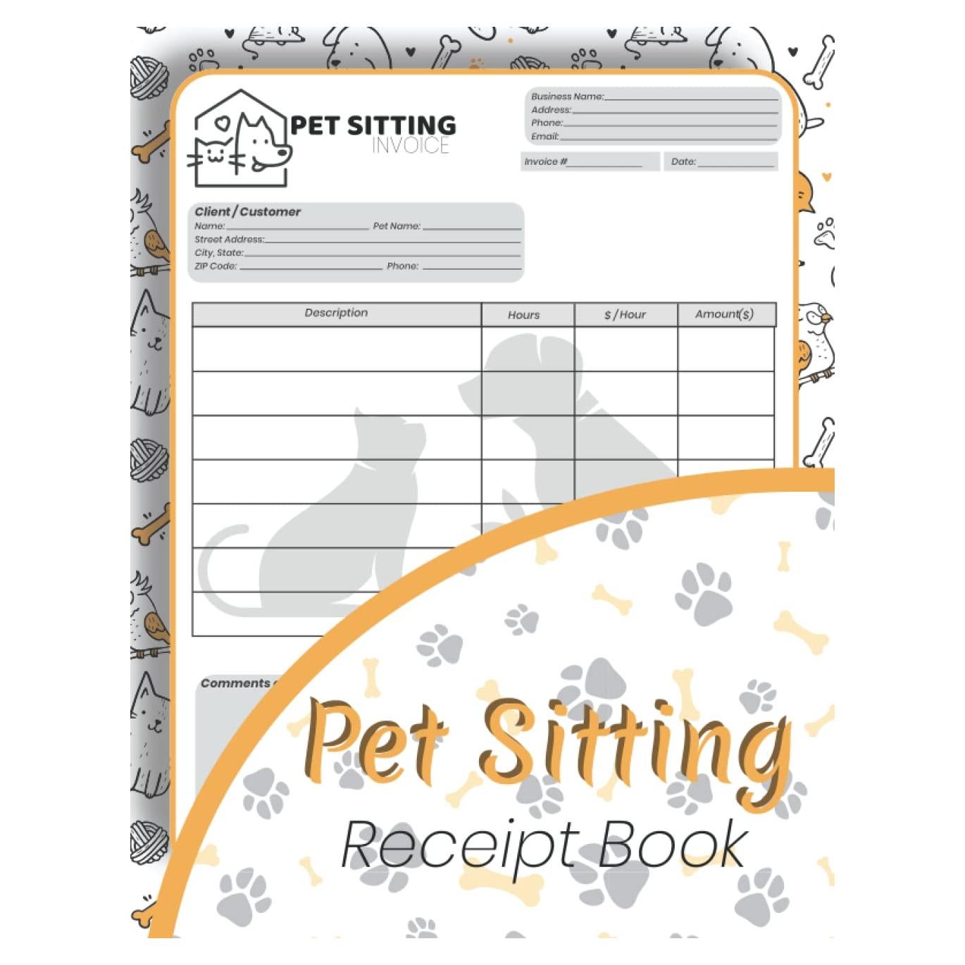 Libro de Recibos de Cuidado de Mascotas Tapa Blanda 50 Hojas