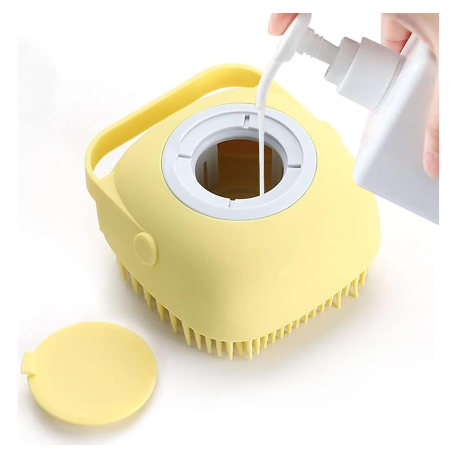 Cepillo de baño y masaje ELEGX para mascotas amarillo