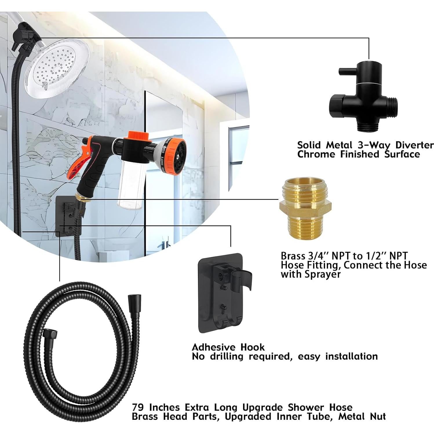 Accesorio de Ducha para Perros AYBBSHOW con Boquilla y Jabón