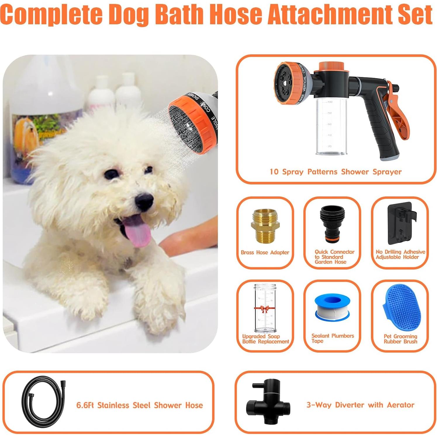 Accesorio de Ducha para Perros AYBBSHOW con Boquilla y Jabón