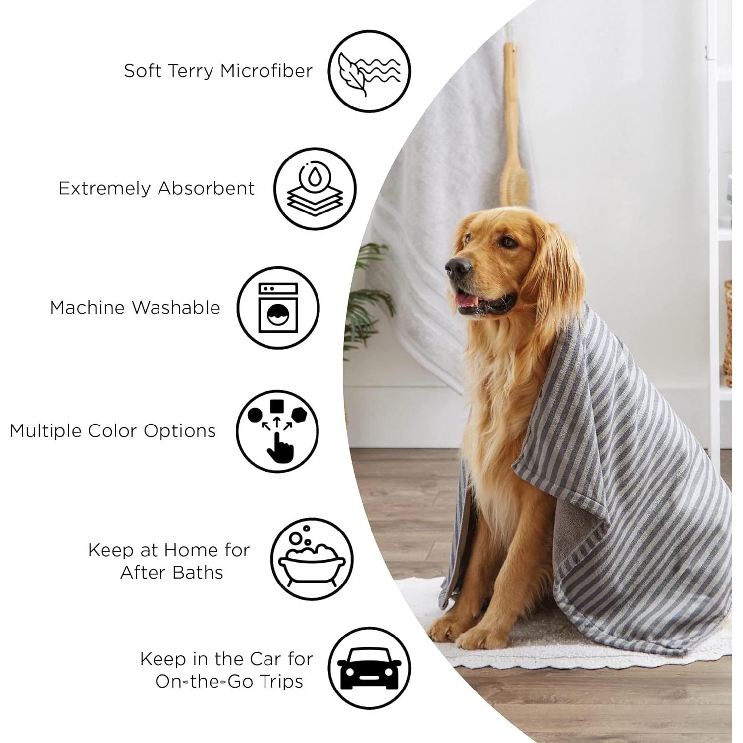 Toalla de Baño para Mascotas Bone Dry Microfibra 104x60 cm Gris